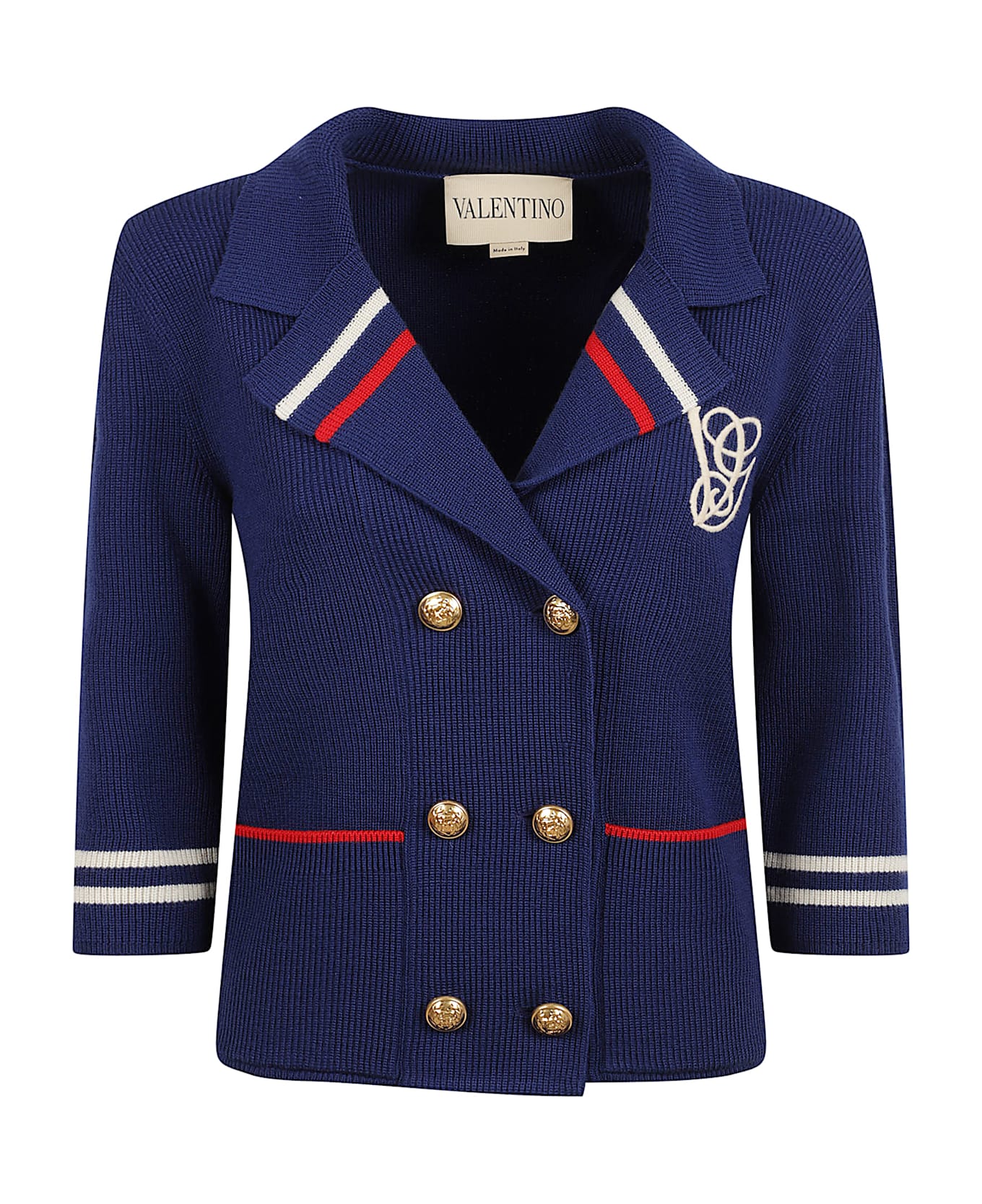 Valentino Double-breasted Wool Cardigan - BLUE