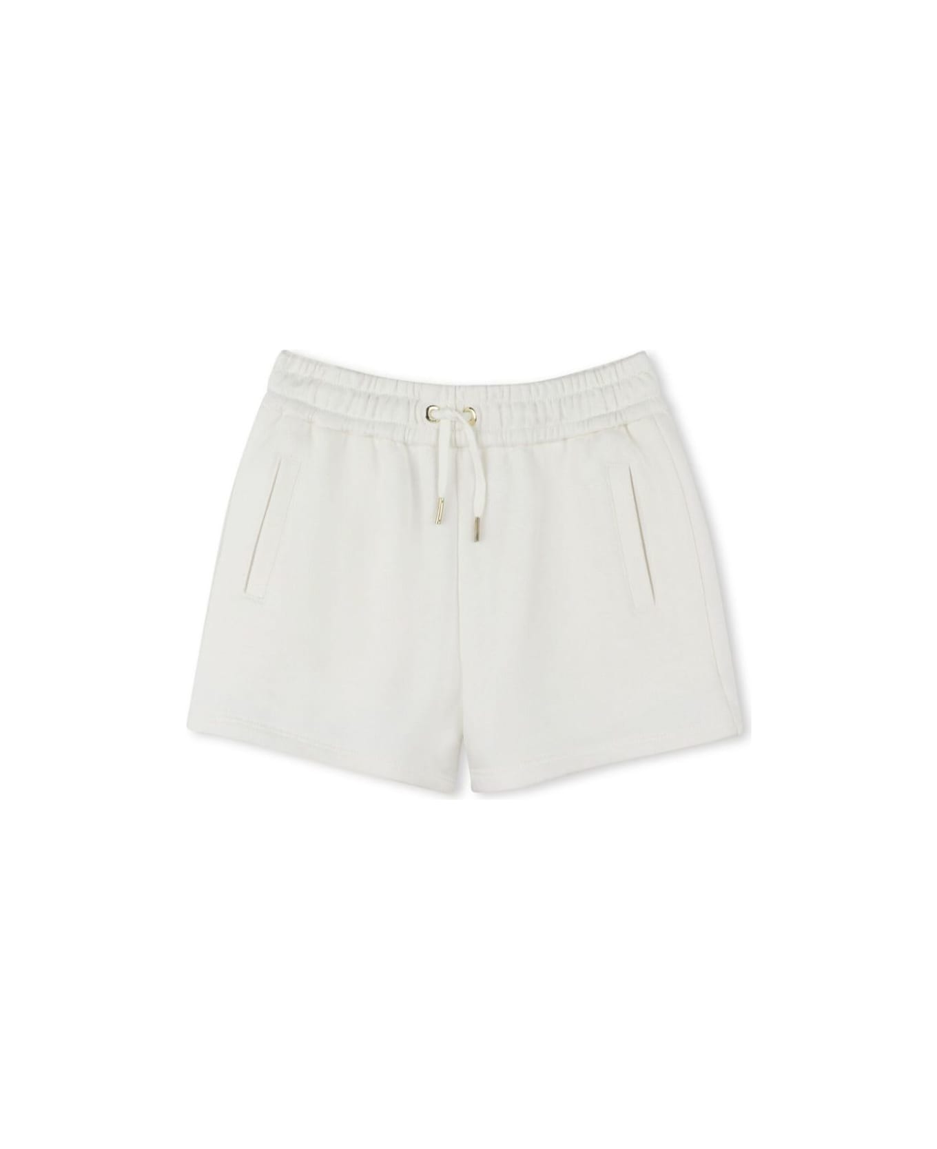Chloé White Shorts With Elastic Waist And Side Pockets In Cotton Girl - White