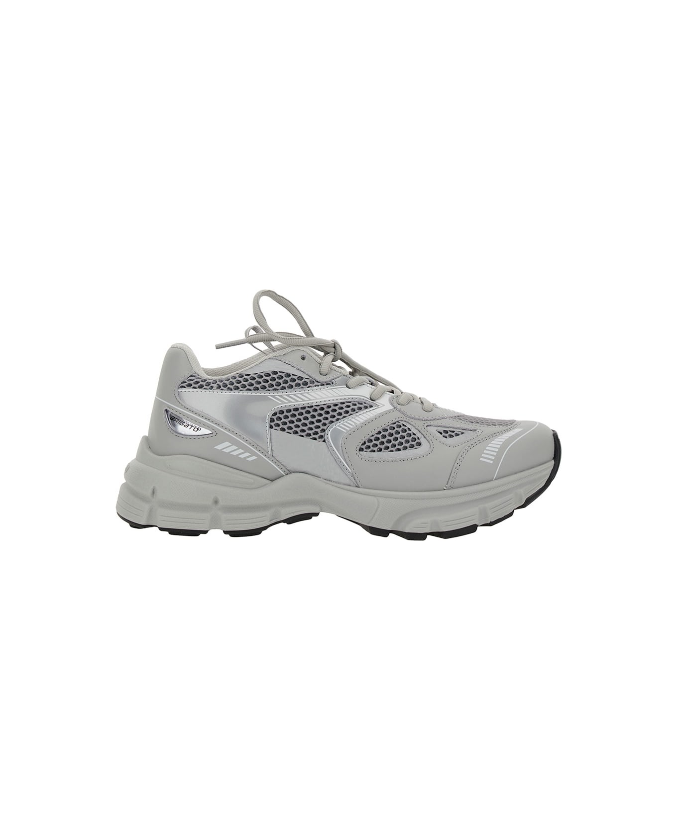 Axel Arigato 'marathon Runner' Grey Low Top Sneakers With Reflective Details In Leather Blend Woman - Grey
