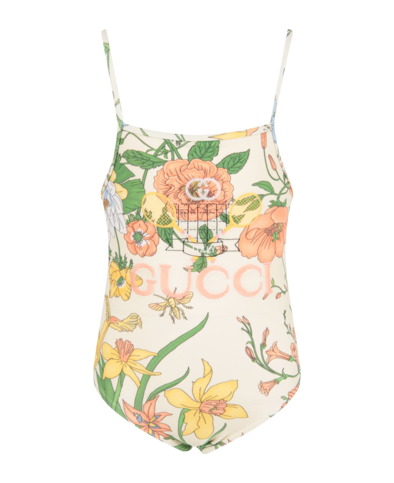 Gucci Ivory Girl Swimsuit With Logo - Magnolia