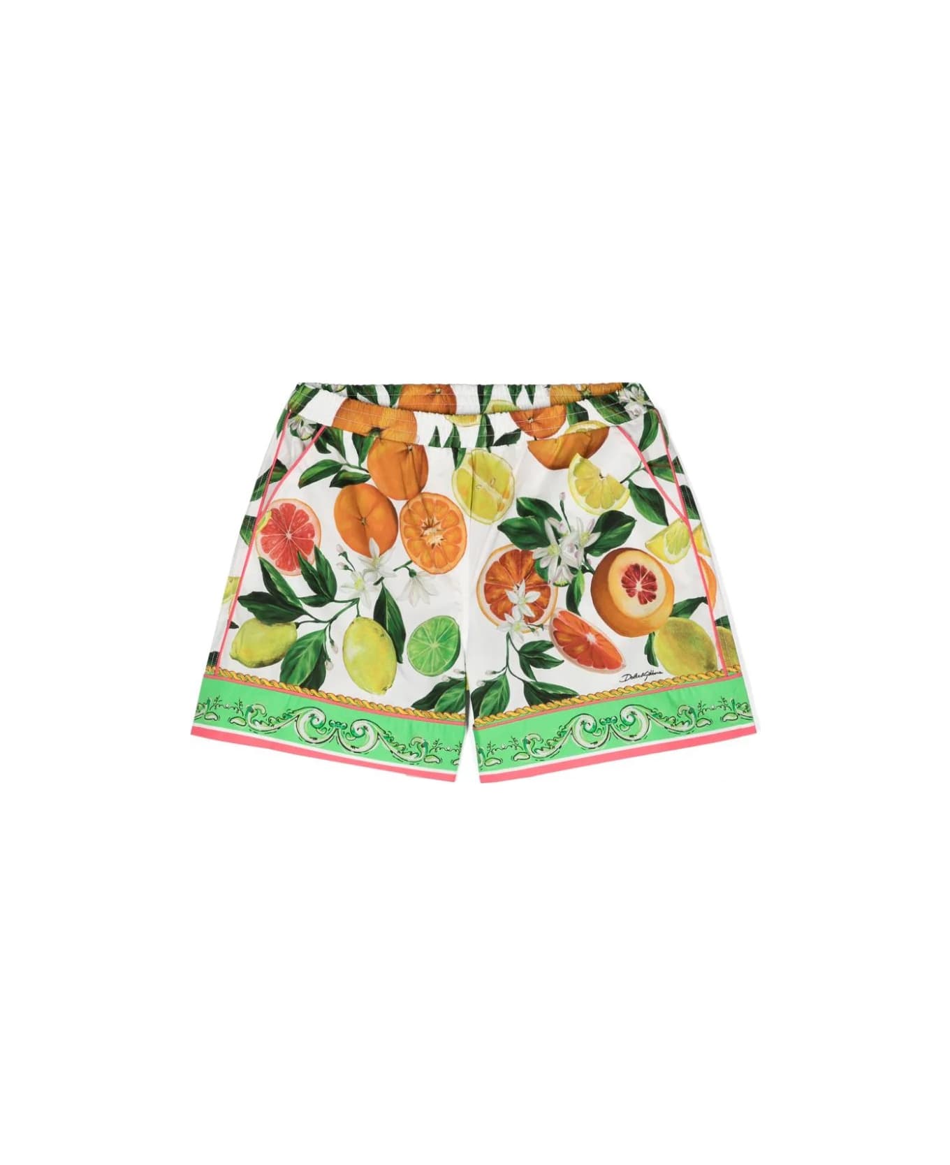 Dolce & Gabbana Shorts With Orange And Lemon Print - Multicolour ボトムス