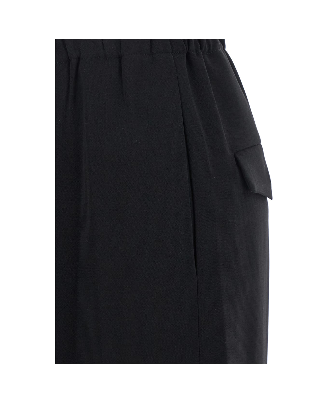 Theory Black Pants With Elastic Drawstring Waist And Pences On The Front In Tech Fabric Woman - Black
