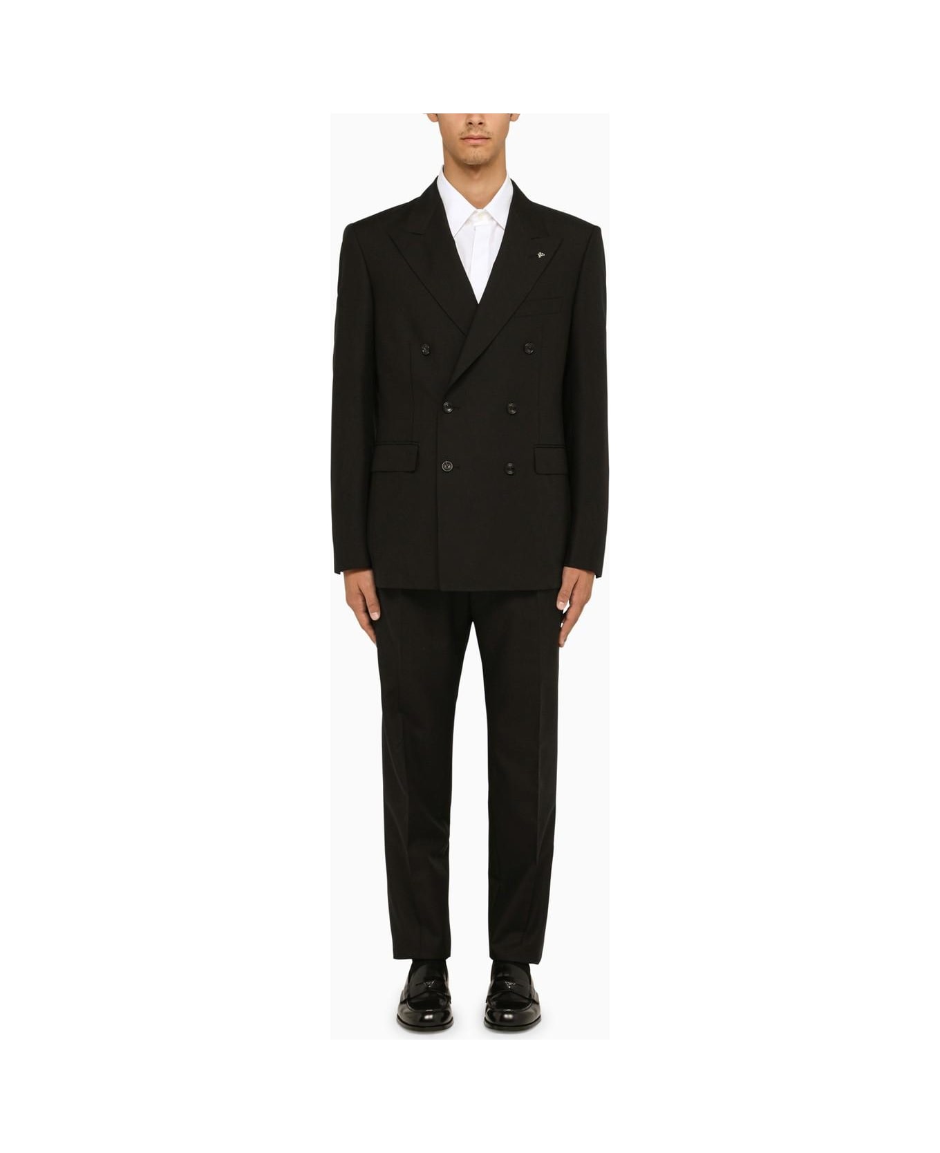 Tagliatore Black Double-breasted Suit In Wool - Nero