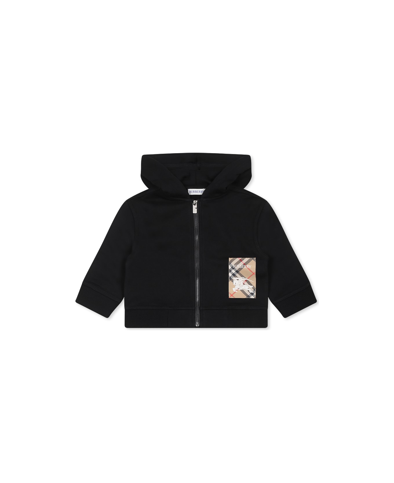 Burberry Black Sweatshirt For Babykids With Logo - Black