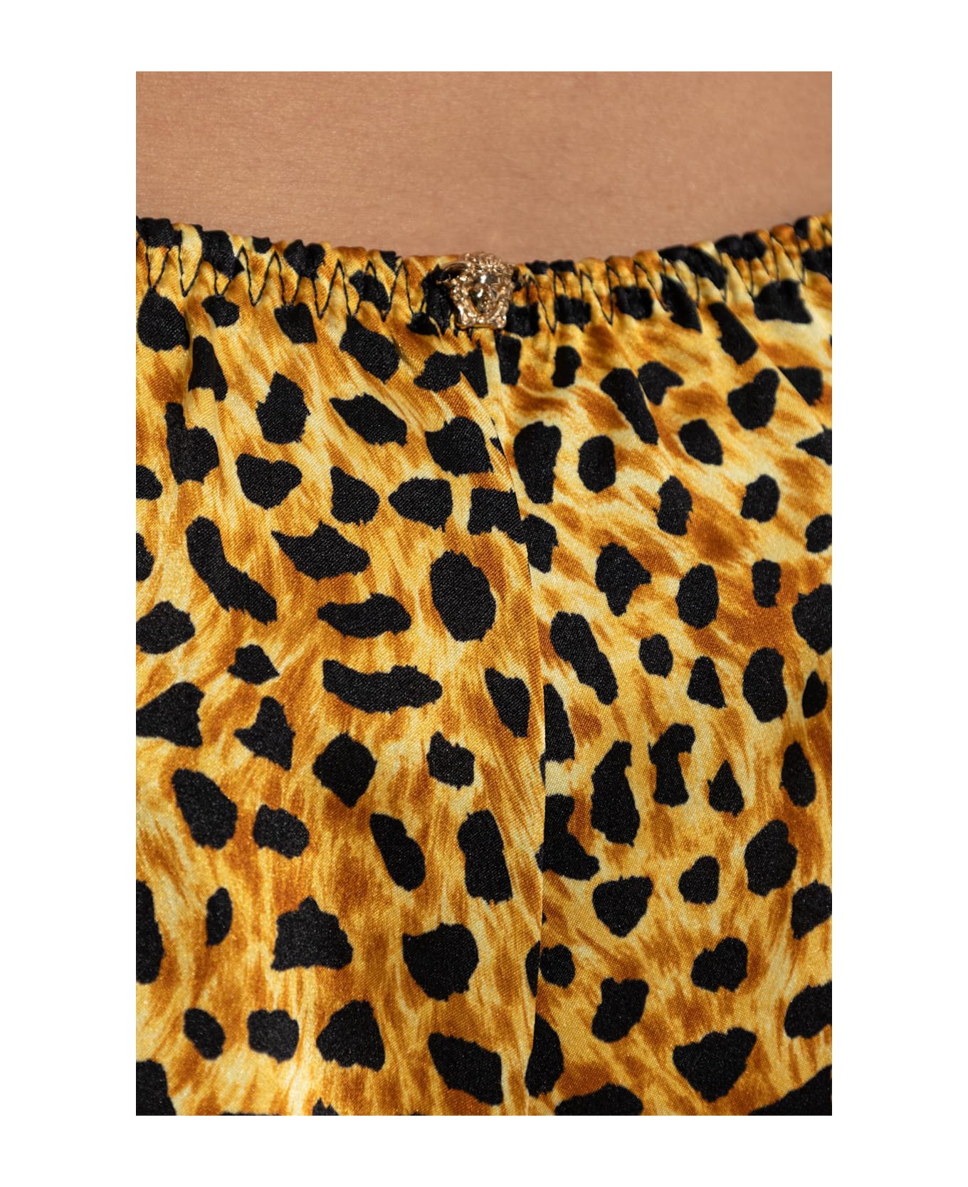 Versace Silk Shorts With Animal Motif - Neutral