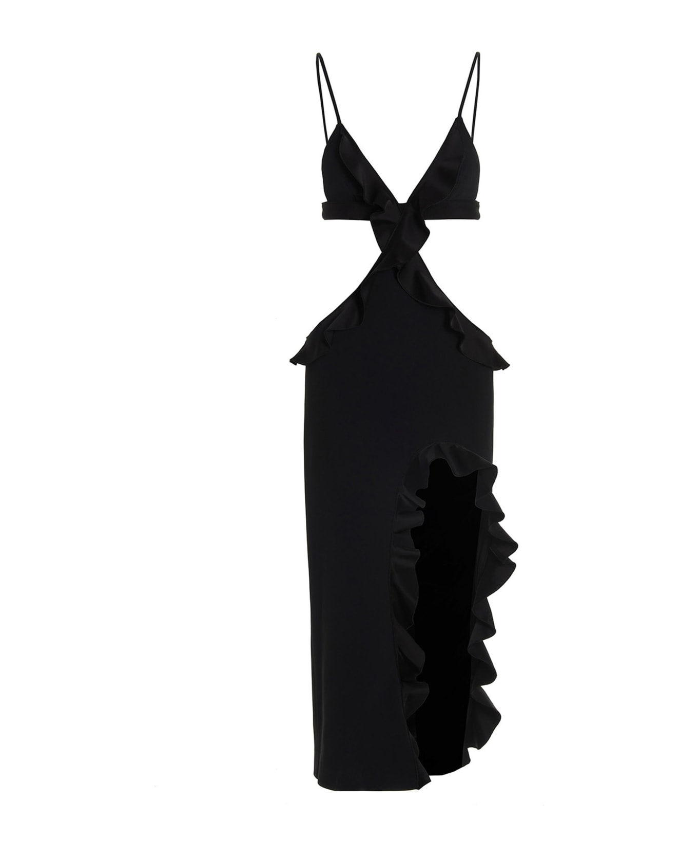 David Koma 'crossbody & Open Leg Ruffle' Dress - Black   ワンピース＆ドレス
