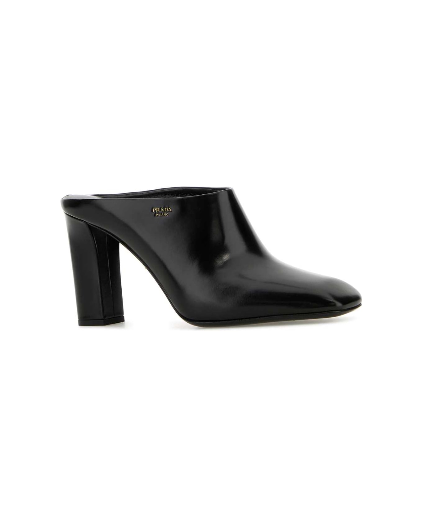 Prada Black Leather Mules - NERO
