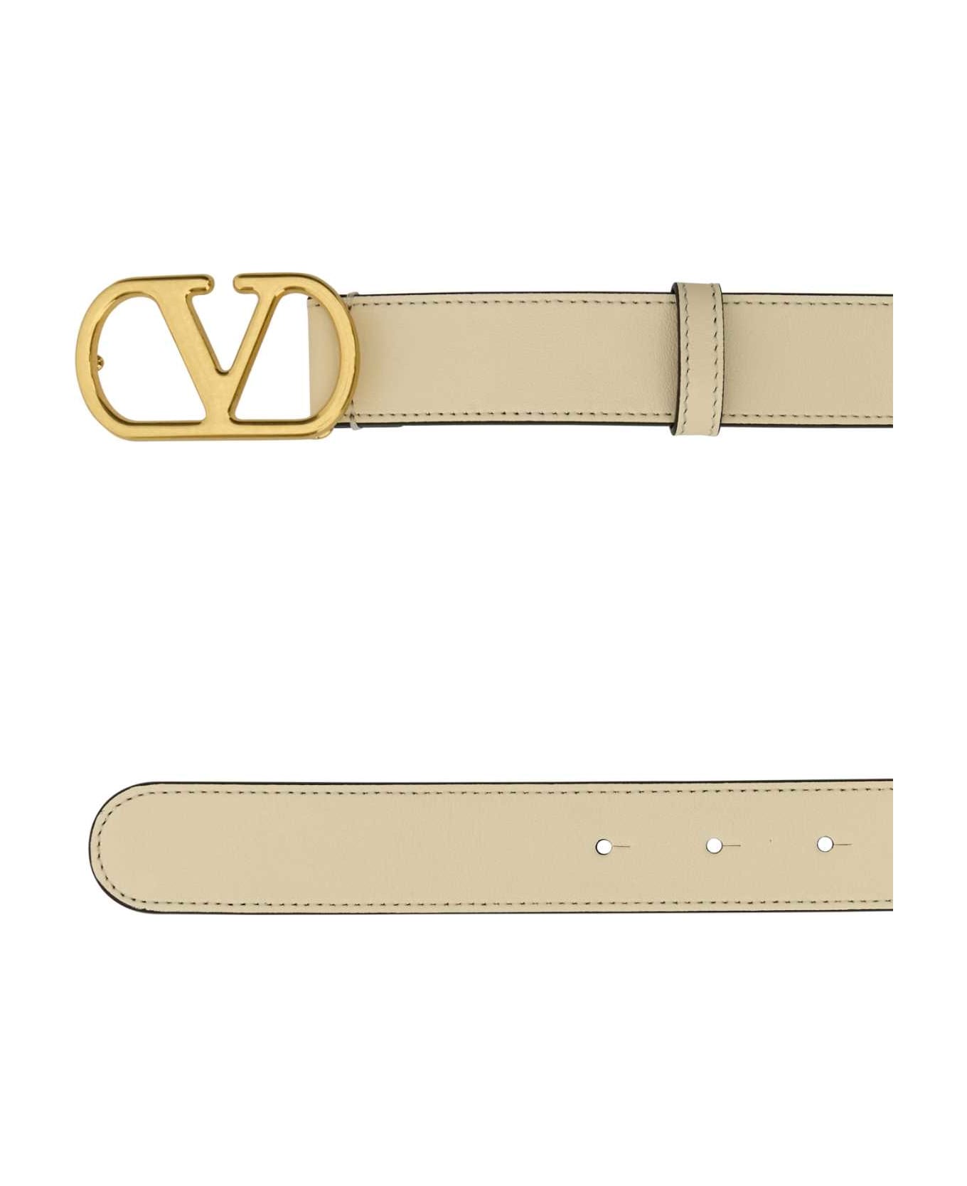 Valentino Garavani Ivory Leather Vlogo Belt - BUTTERWHITE