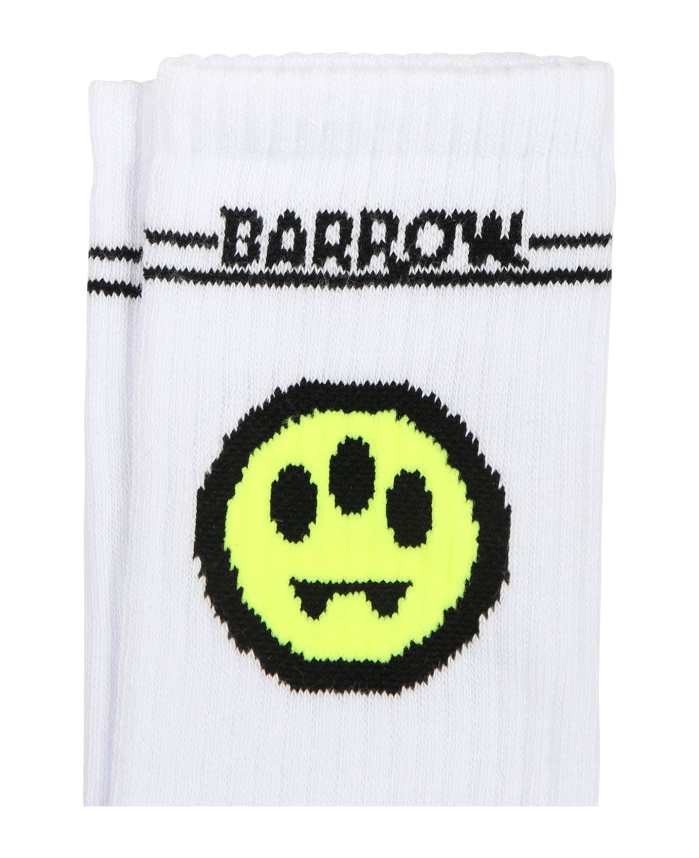 Barrow White Socks For Kids With Logo And Smiley - Bianco
