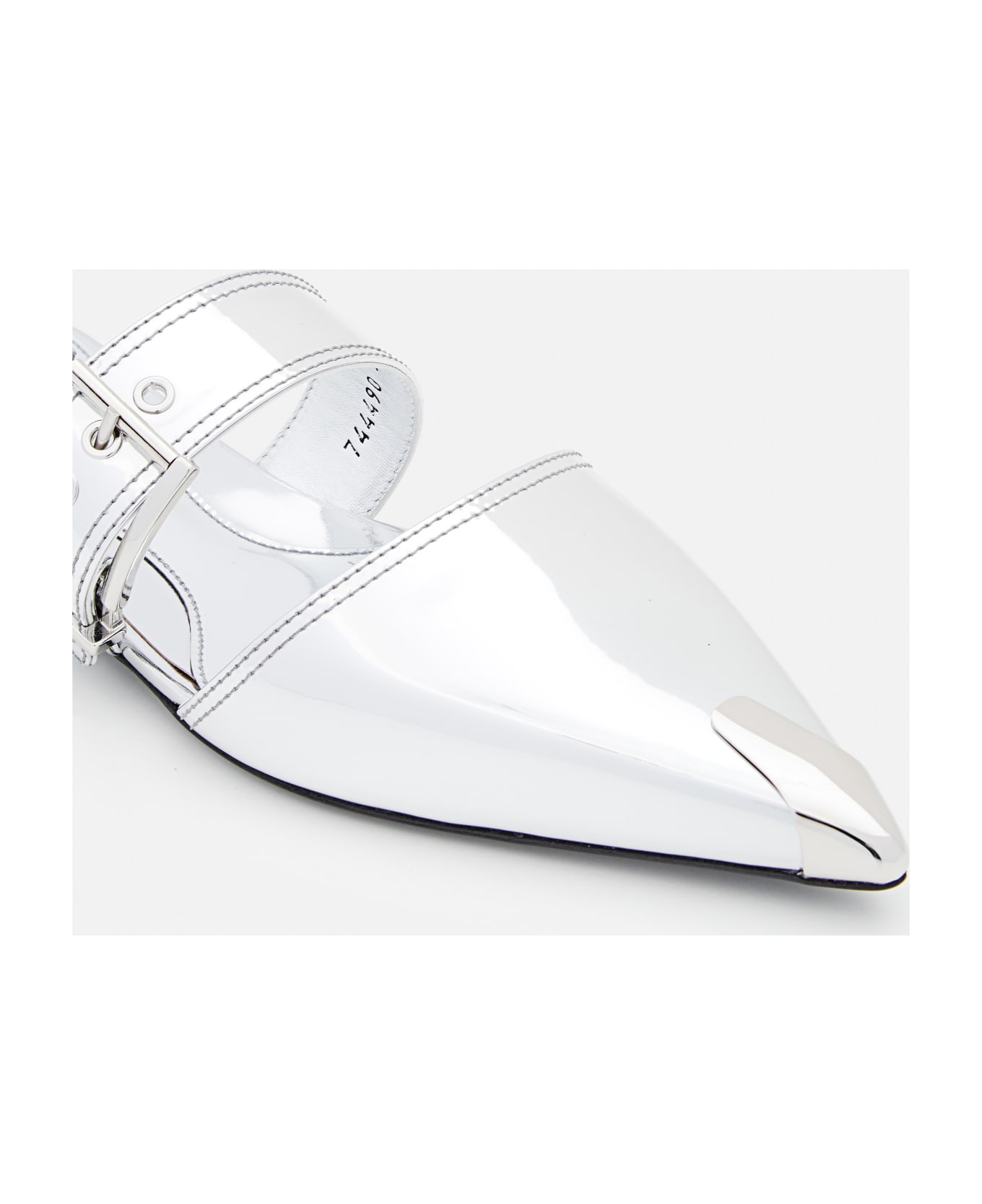 Alexander McQueen Mirror Pointed Open Back Sandals - Silver