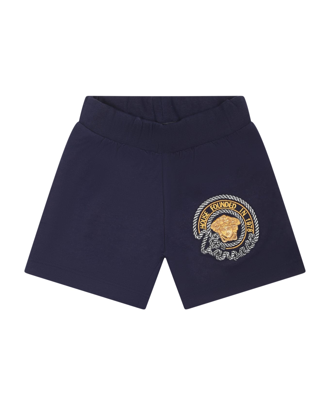 Versace Blue Shorts For Baby Boy With Medusa - Blue ボトムス