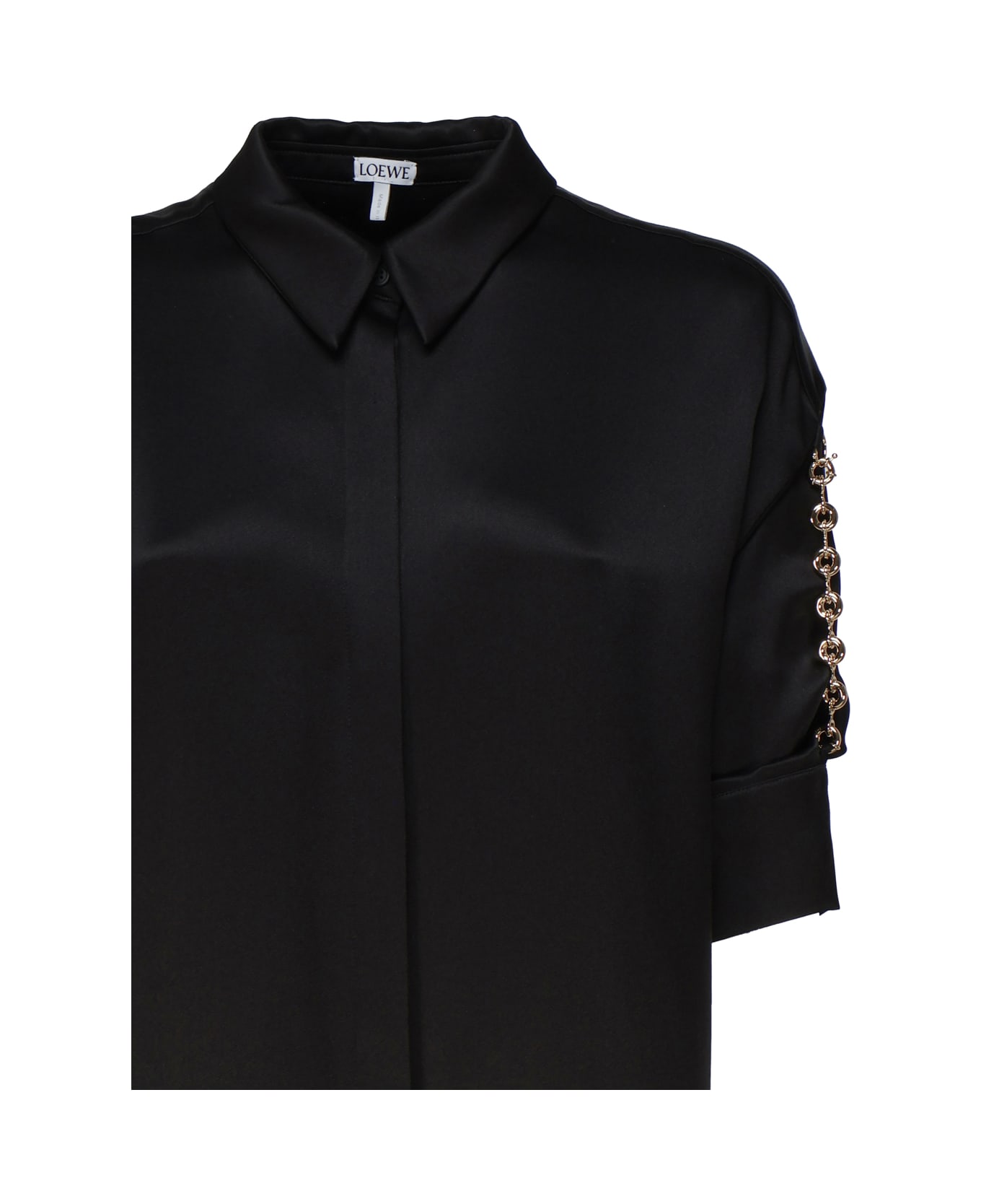 Loewe Black Satin Shirt Dress - BLACK