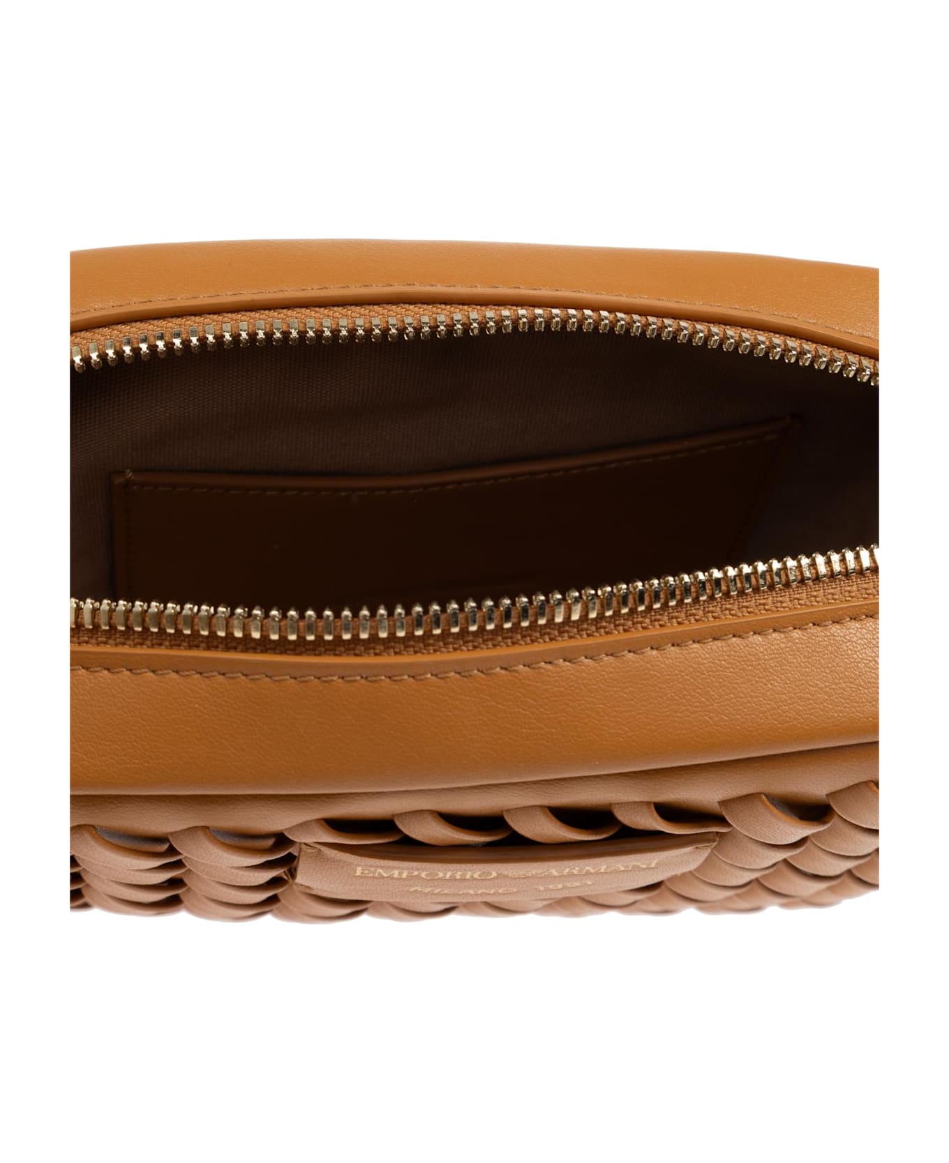 Emporio Armani Shoulder Bag With Decorative Weave - Brown