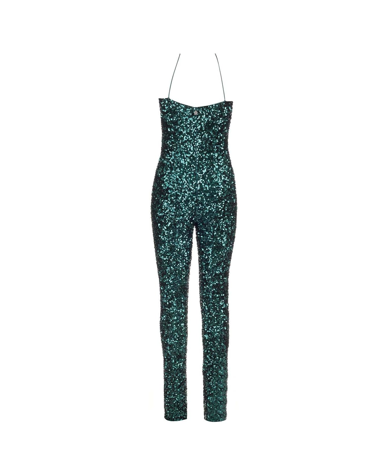 Rotate by Birger Christensen Sequin Embellished Spaghetti Straps Jumpsuit - Green