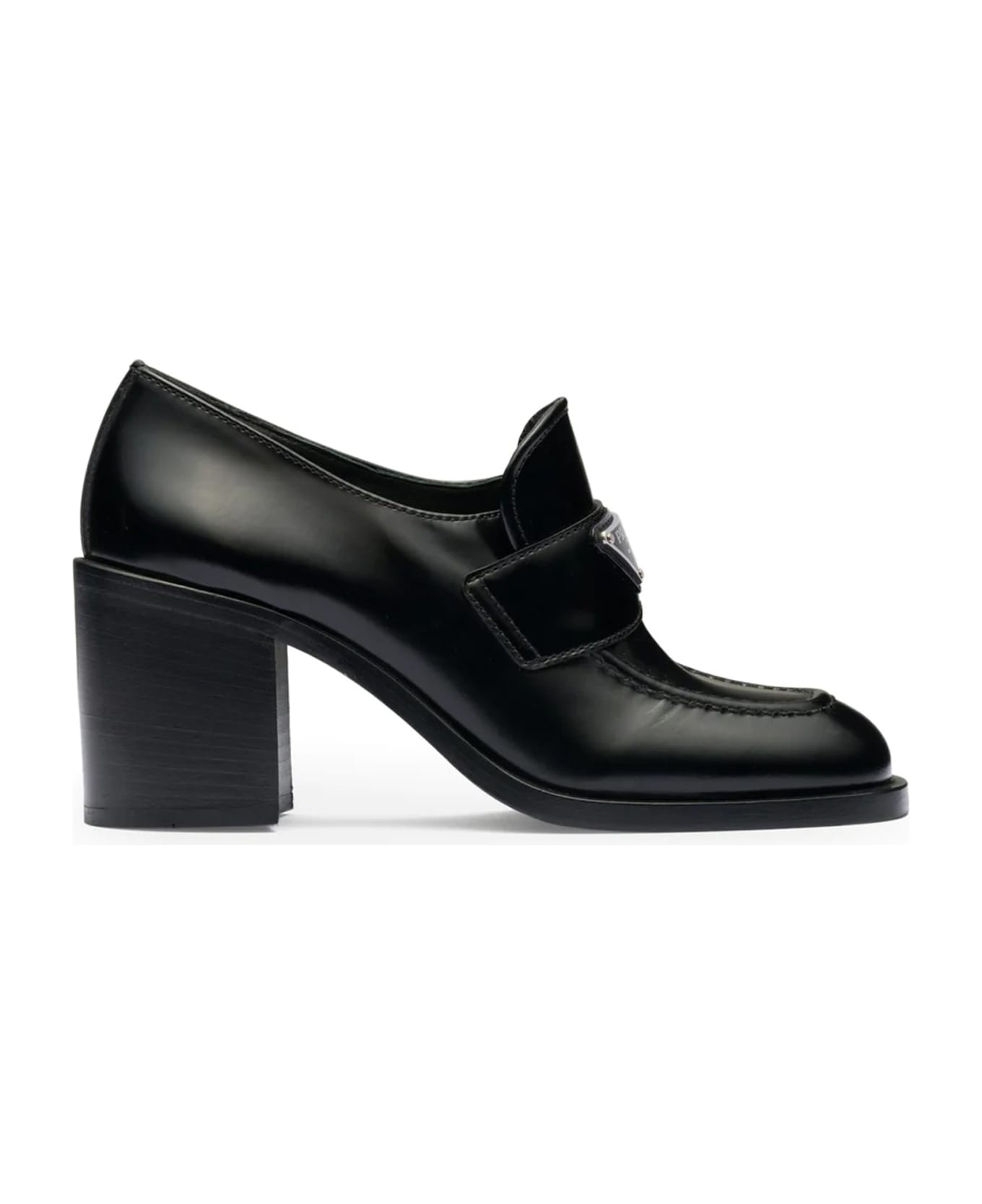 Prada Leather Logo Loafers - Black