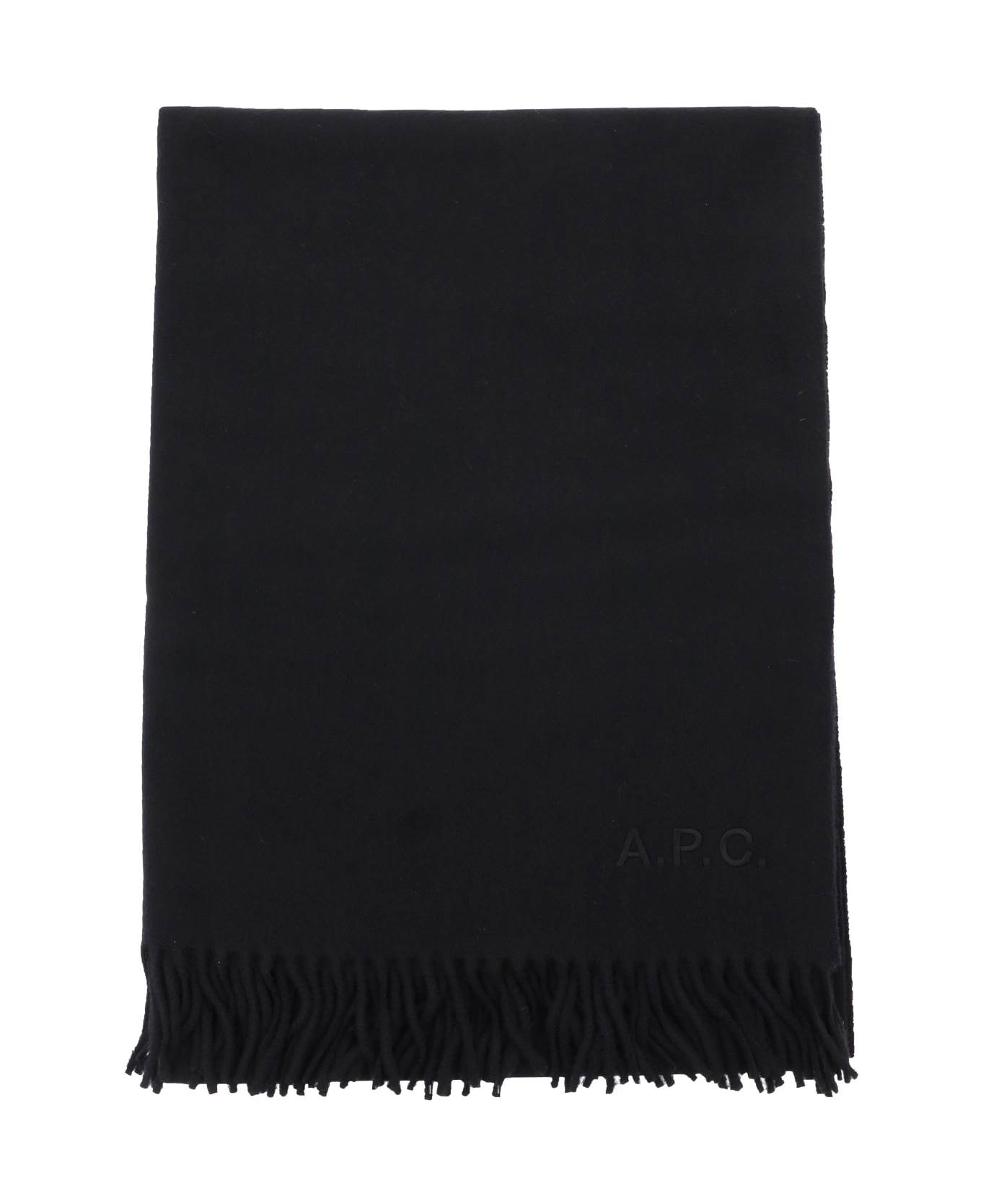 A.P.C. Alix Embroidered Scarf - BLACK