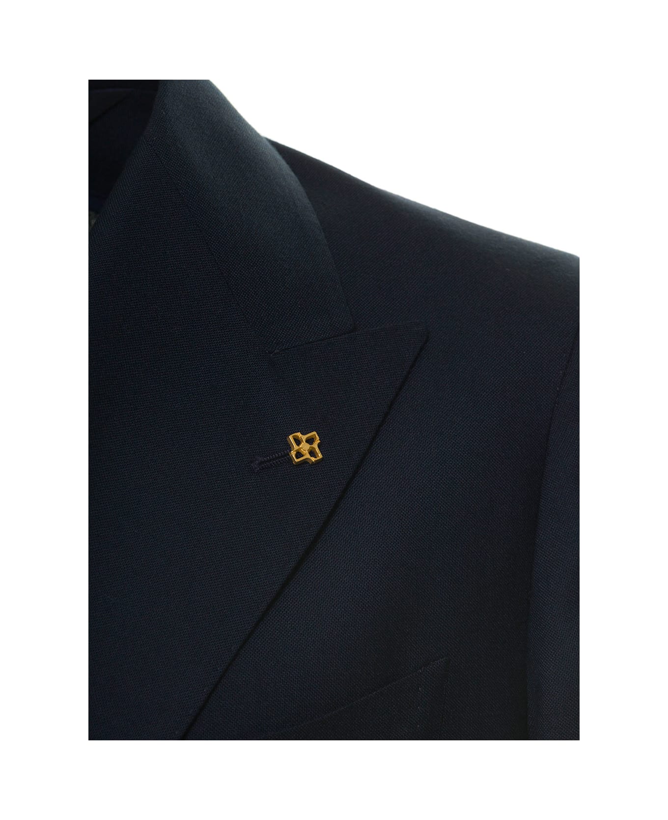 Tagliatore Blue Double-breasted Jacket With Golden Buttons Man - Blu