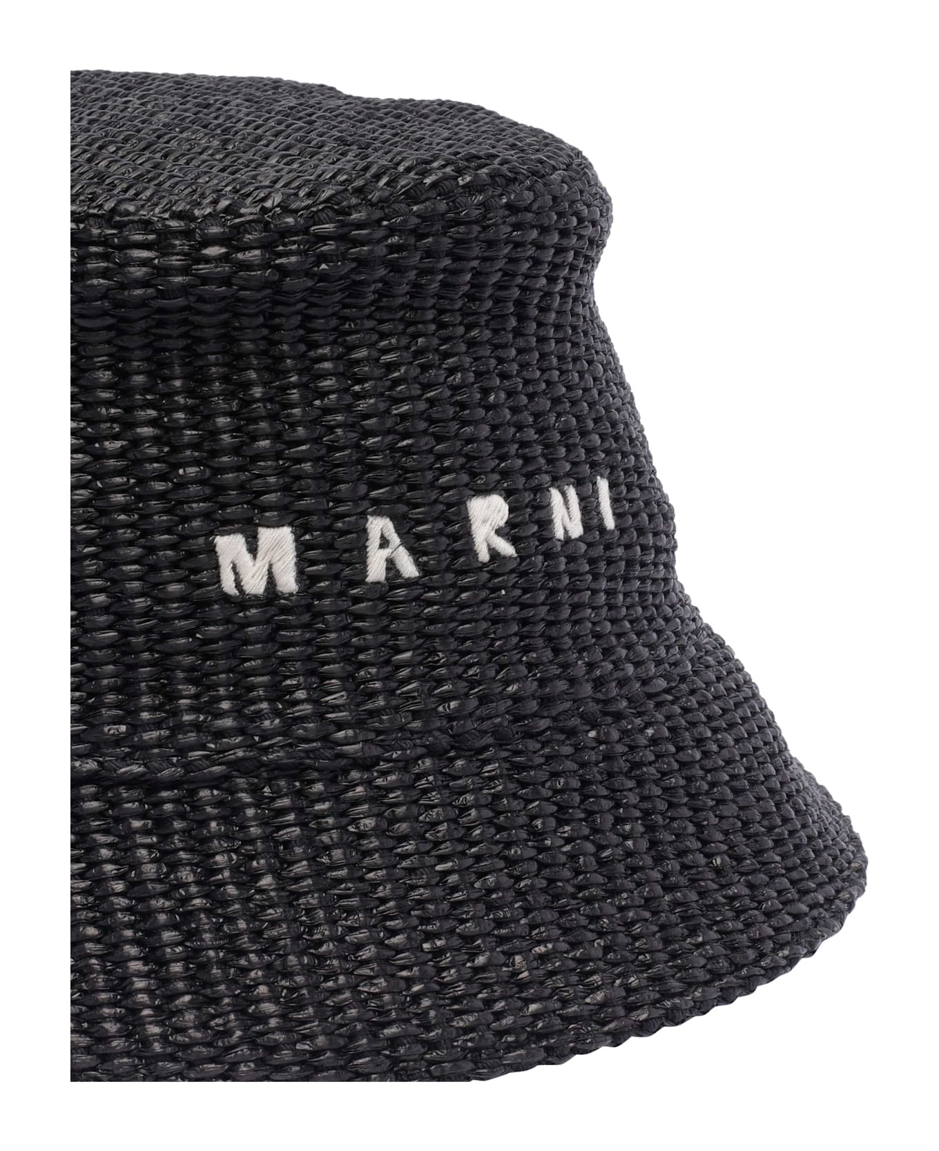 Marni Logo Rafia Bucket Hat - Black