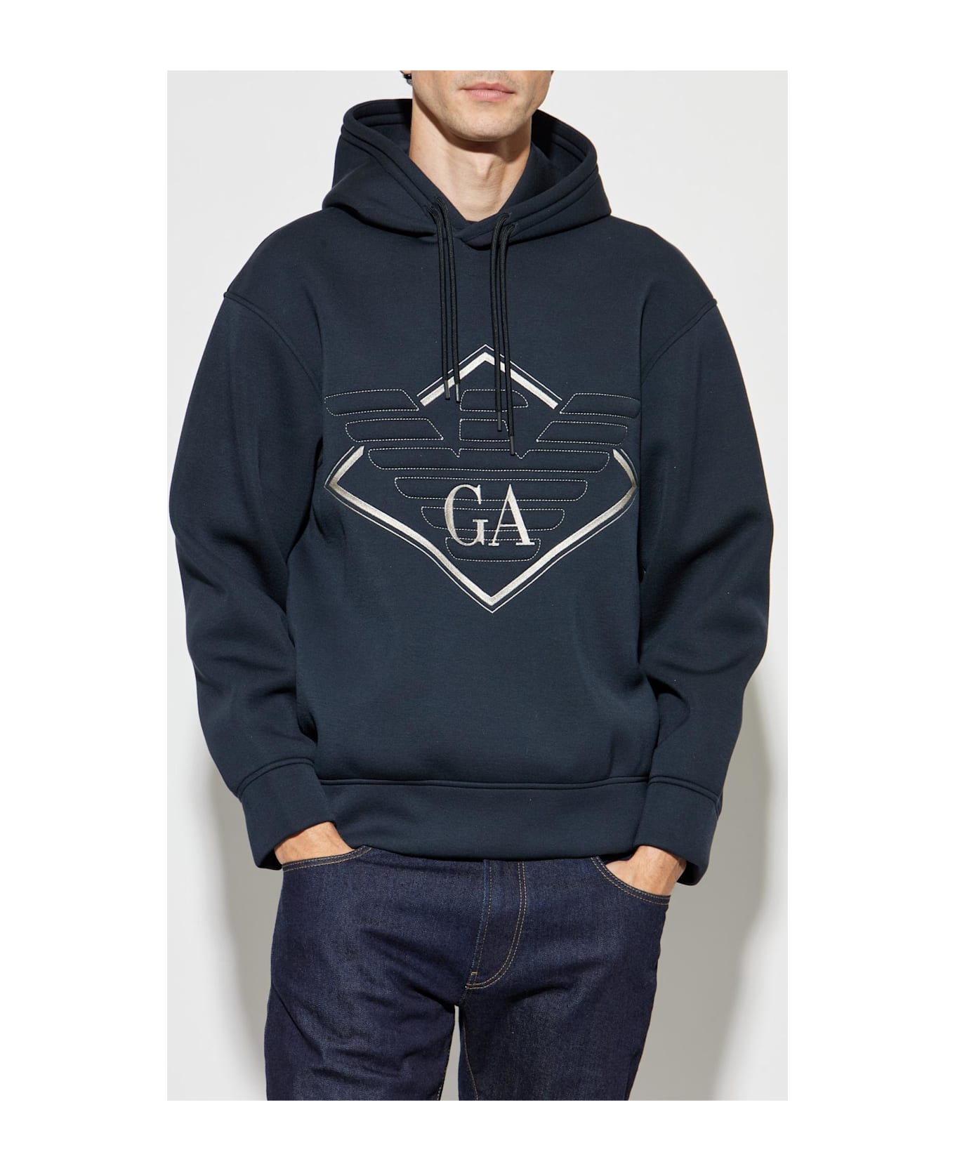 Emporio Armani Sweatshirt With Embroidered Logo - BLUE