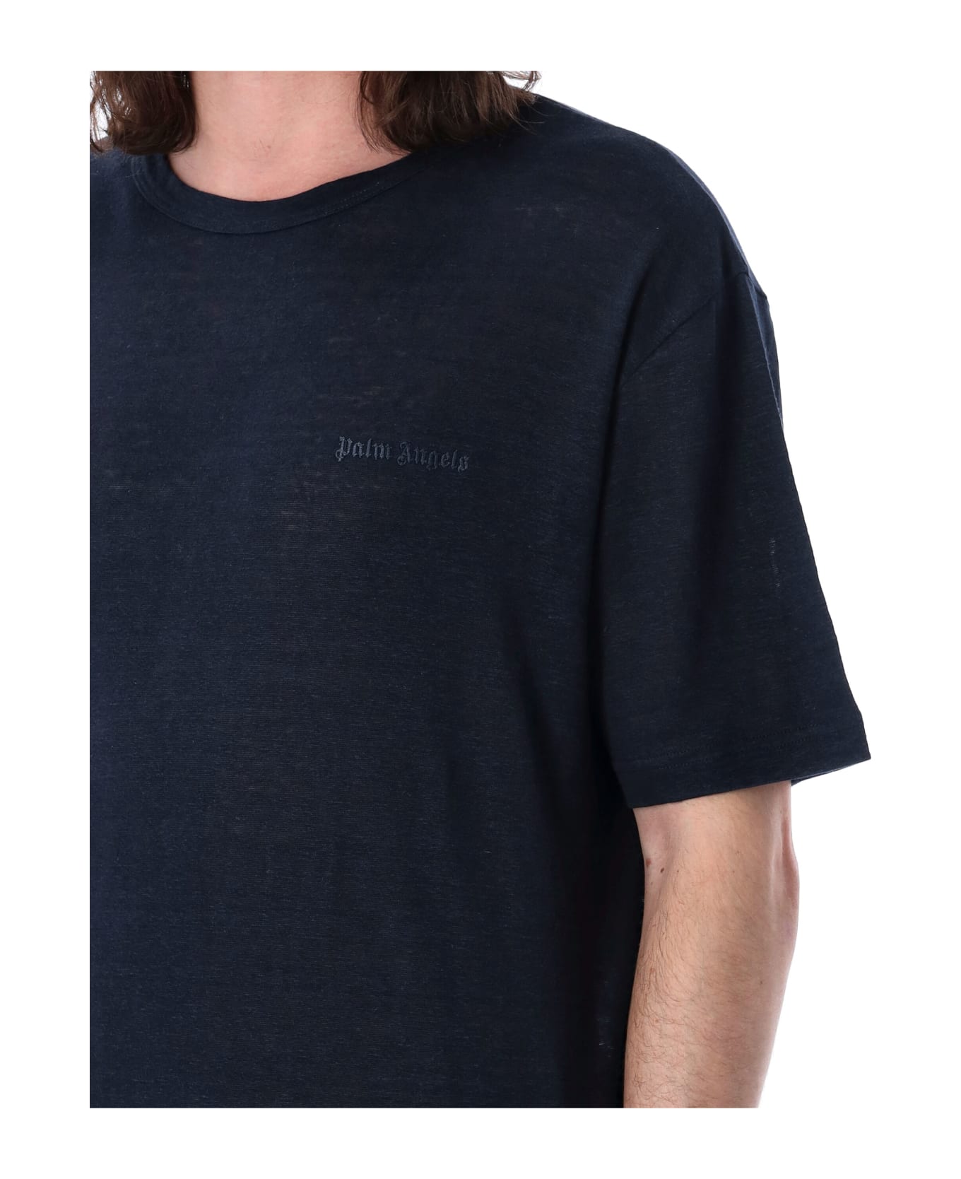 Palm Angels Classic Logo Linen T-shirt - BLACK シャツ