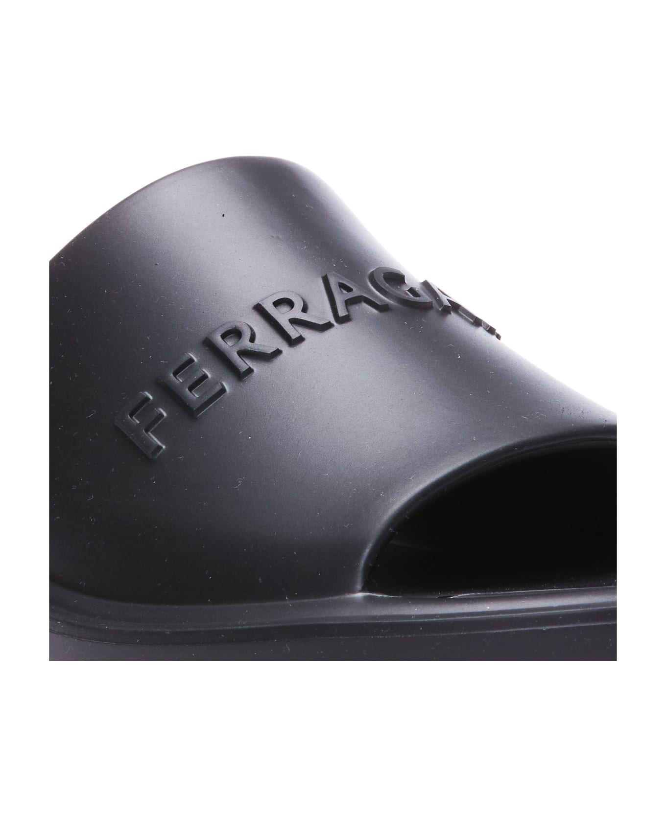 Ferragamo Logo Flat Sandals - Black サンダル