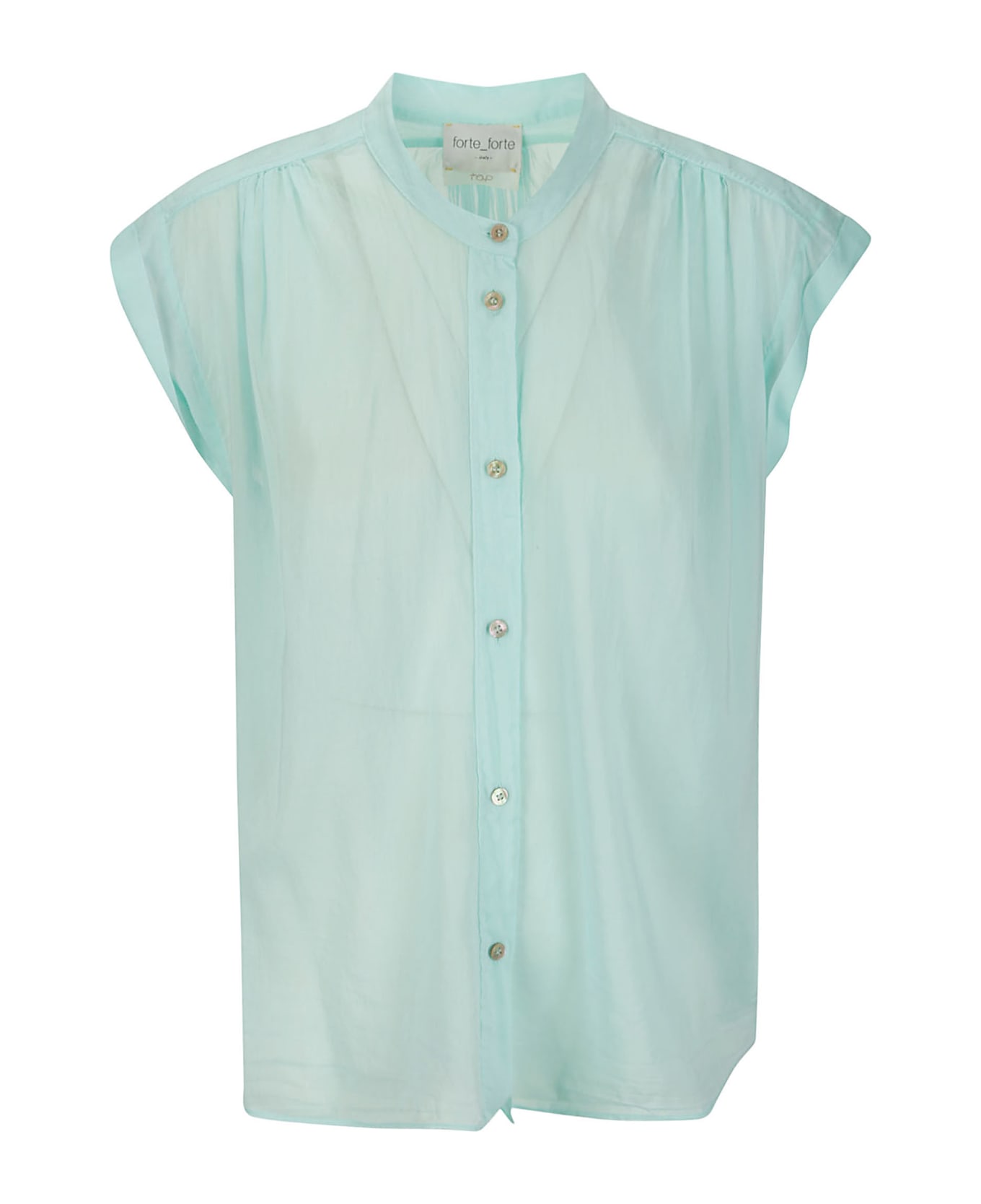 Forte_Forte Cotton Silk Voile Short Sleeves Top - AQUATIC