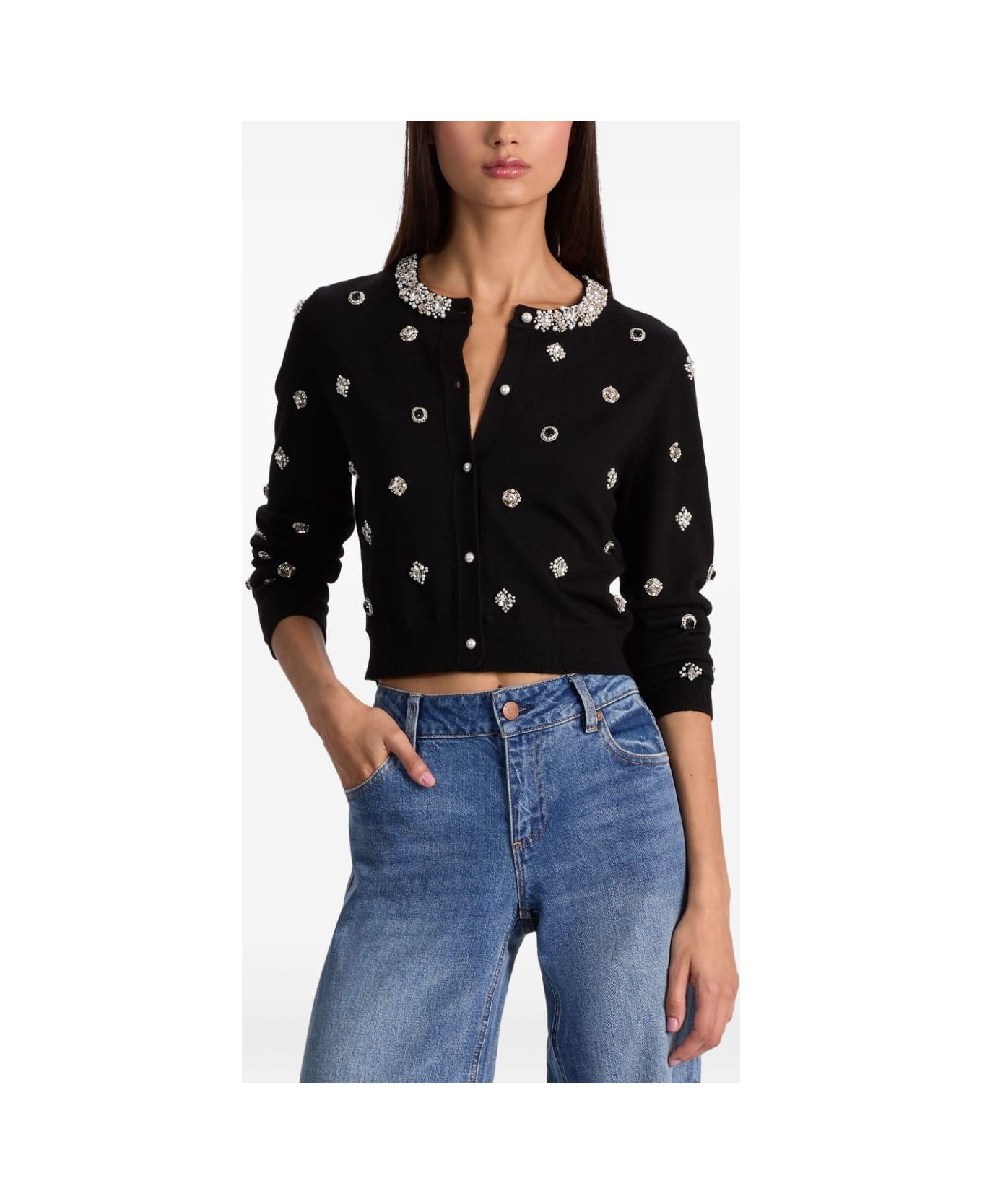 Alice + Olivia Dollie Wool Cardigan - Black