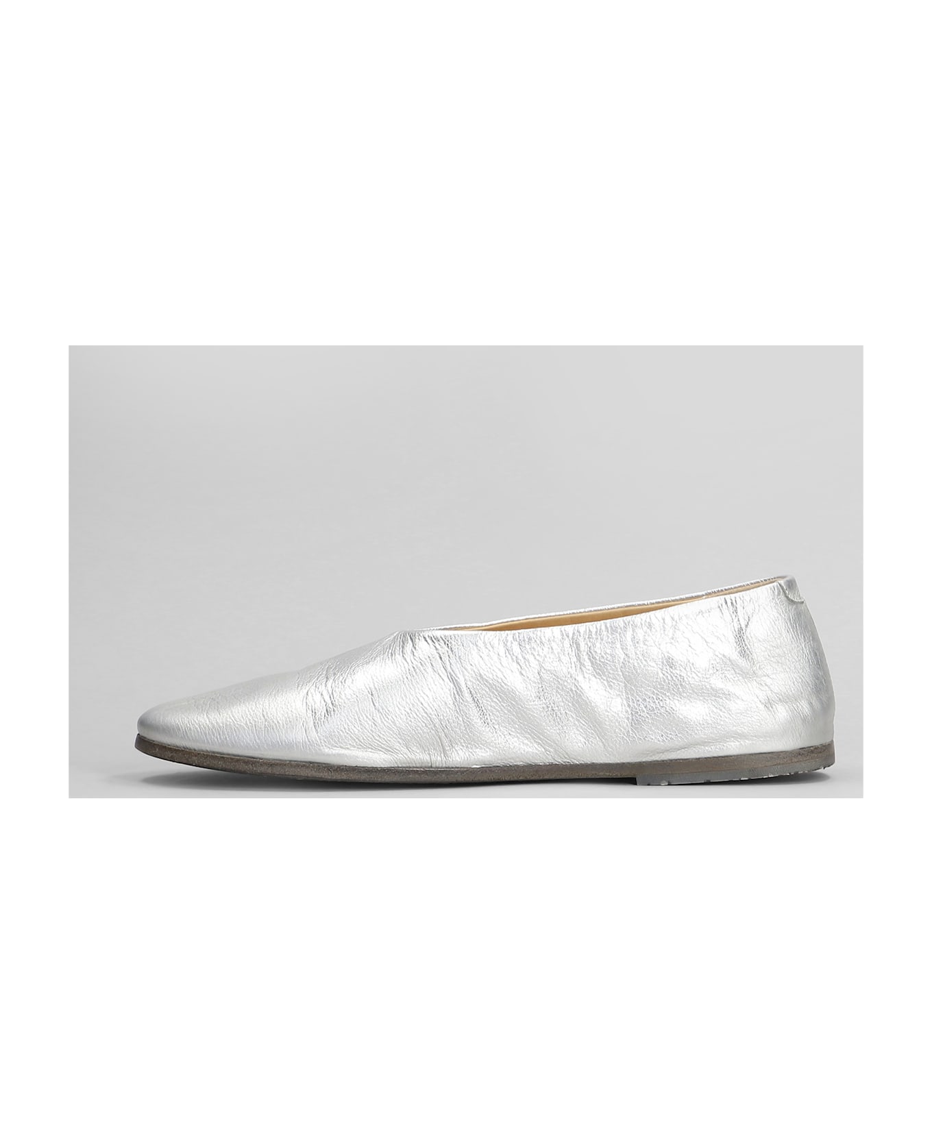 Marsell Coltellaccio Ballet Flats In Silver Leather - silver