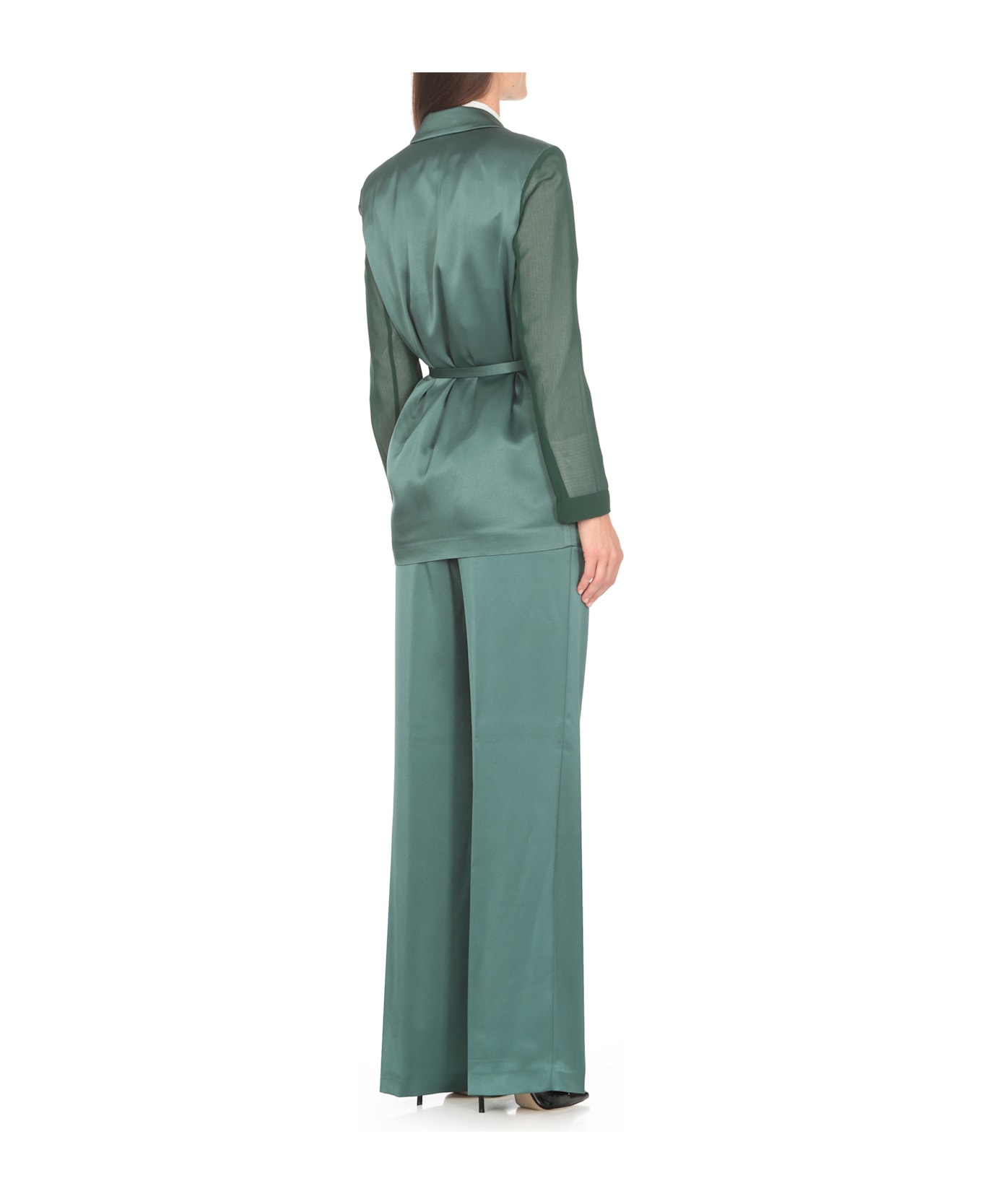 Pinko Gagny Satin Georgette Jacket - A Bottle Green