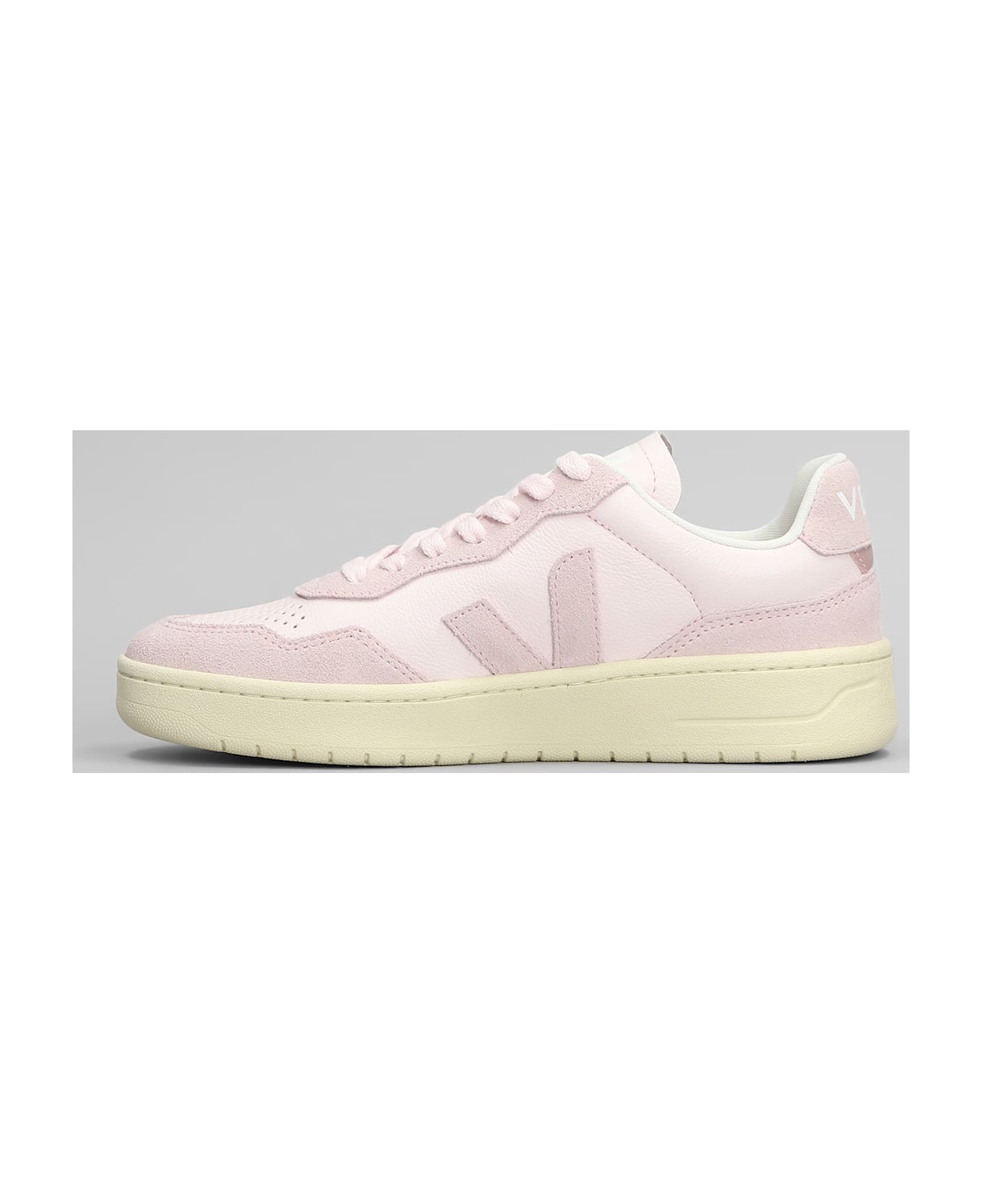 Veja V-90 O.t. Sneakers In Rose-pink Suede And Leather - rose-pink
