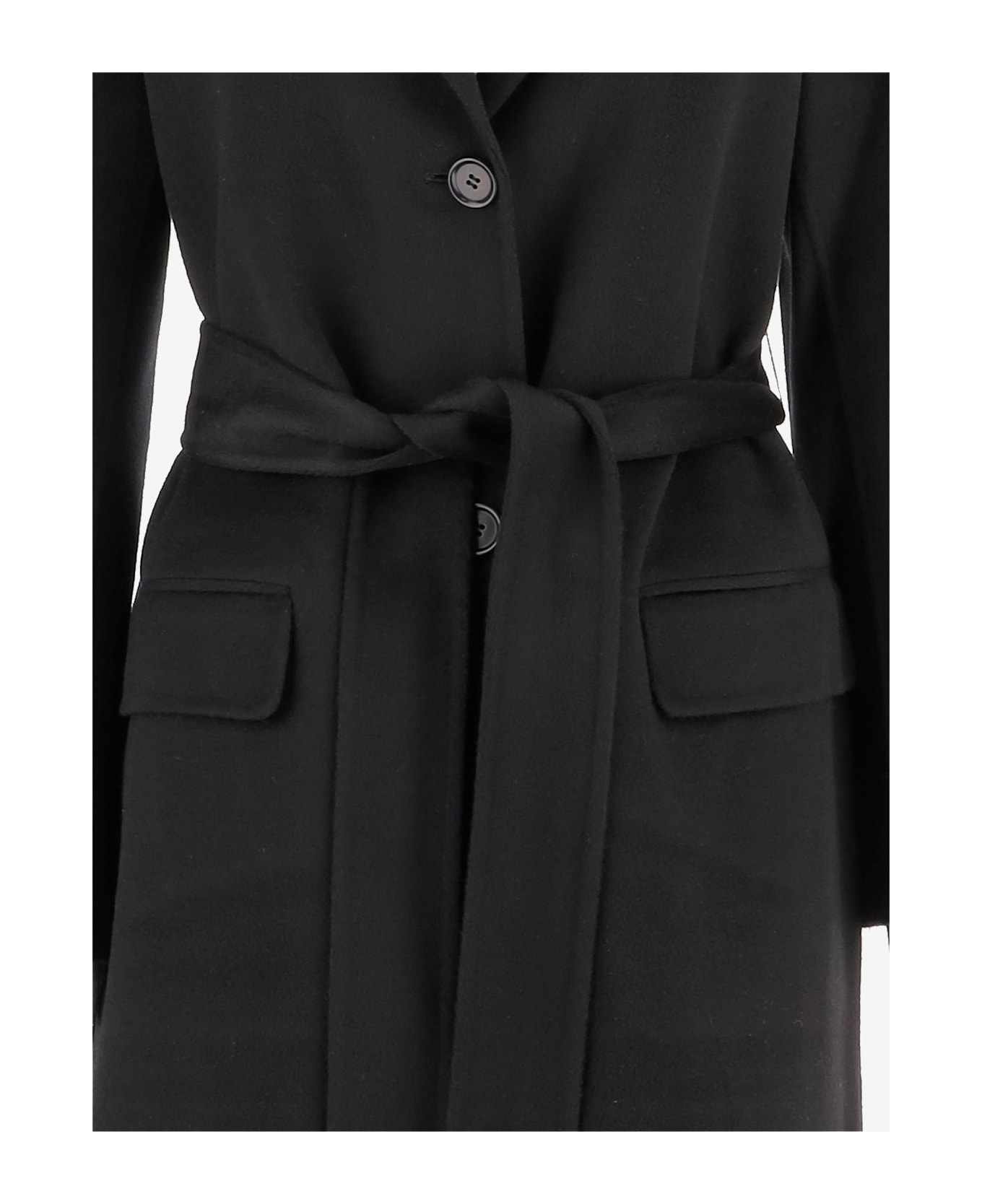 Aspesi Single-breasted Wool Coat - Black