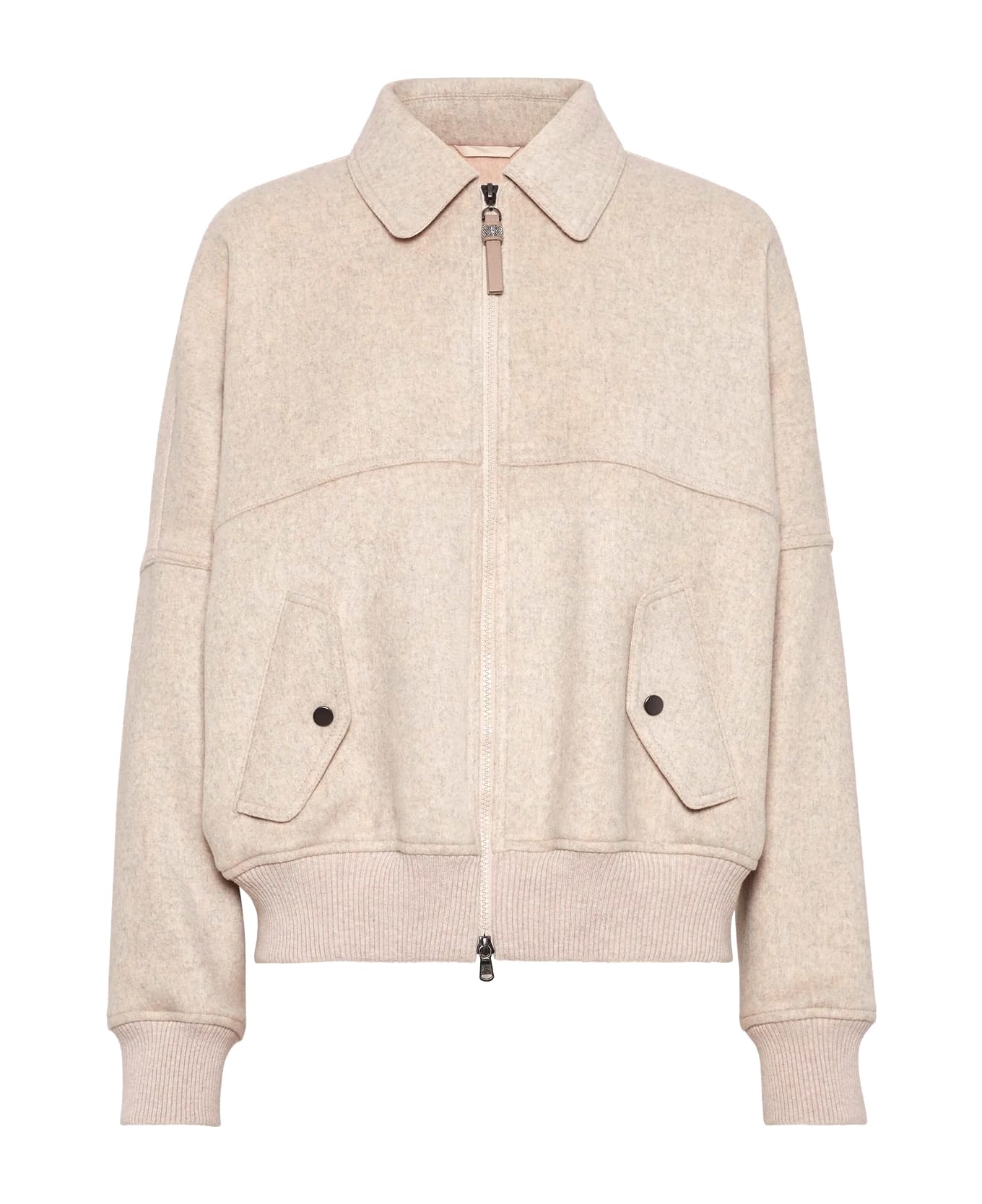 Brunello Cucinelli Double Cashmere And Wool Cloth Bomber - Beige freddo
