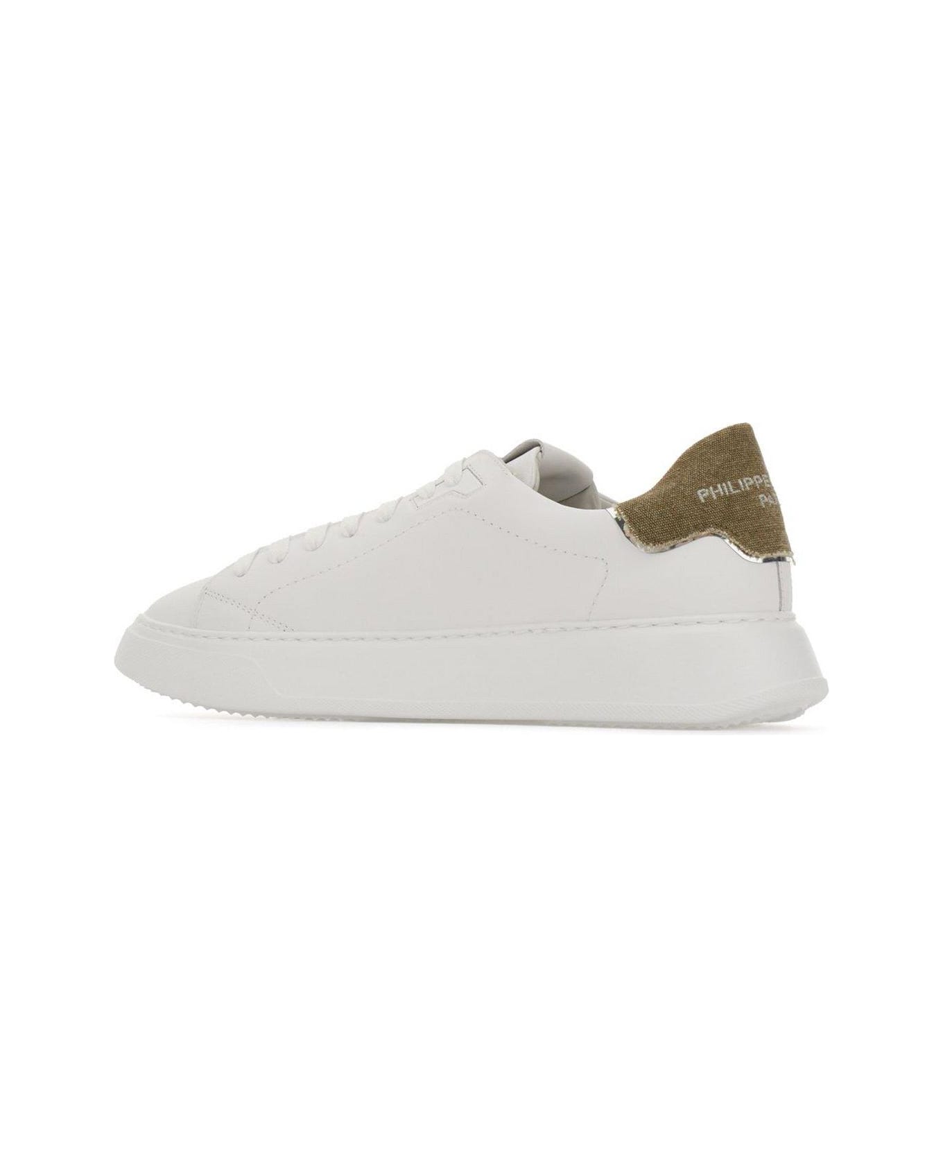 Philippe Model Round-toe Lace-up Sneakers - Blanc Vert