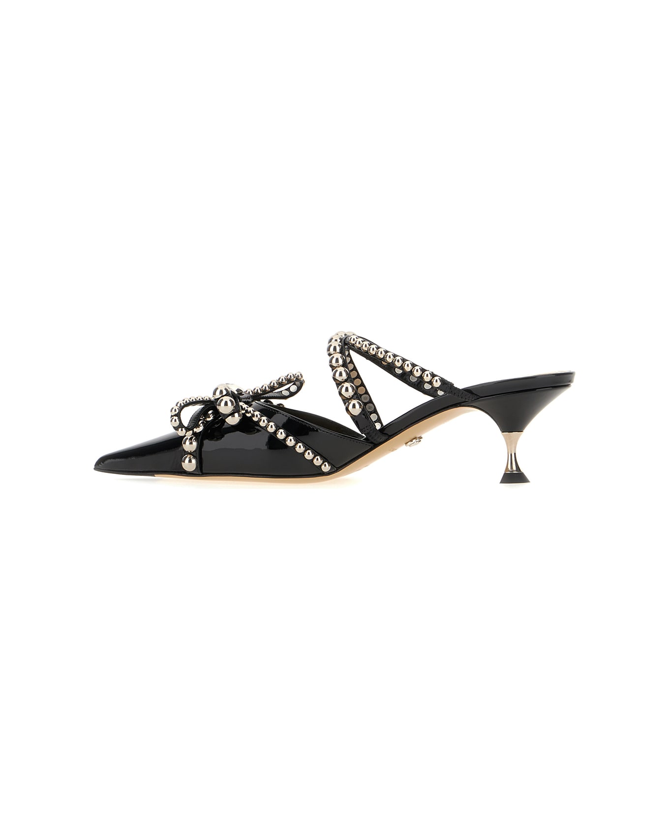 Mach & Mach Black Leather Mules - BLACK