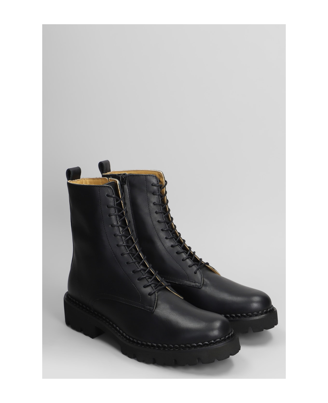 Fabio Rusconi Combat Boots In Black Leather - black