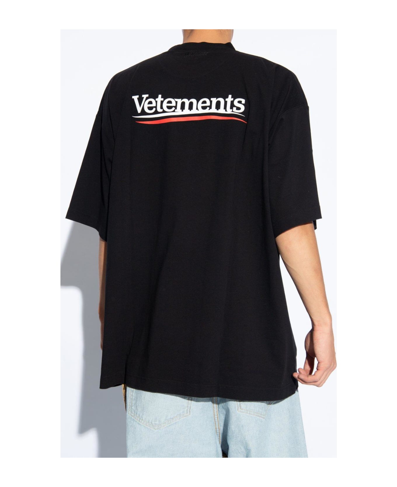 VETEMENTS Logo Printed Crewneck T-shirt - Black Tシャツ