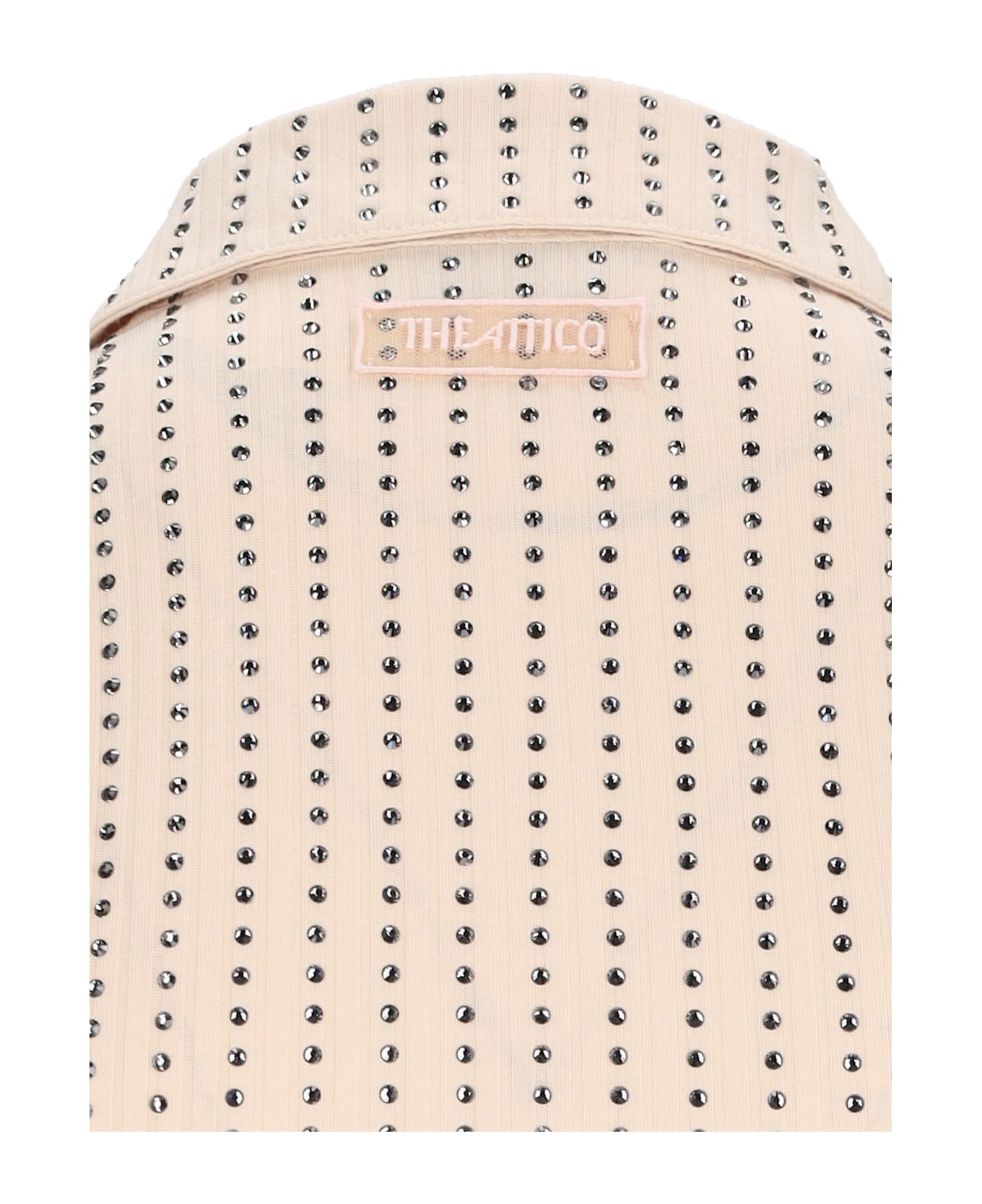 The Attico Crystal Polo Shirt - Cream