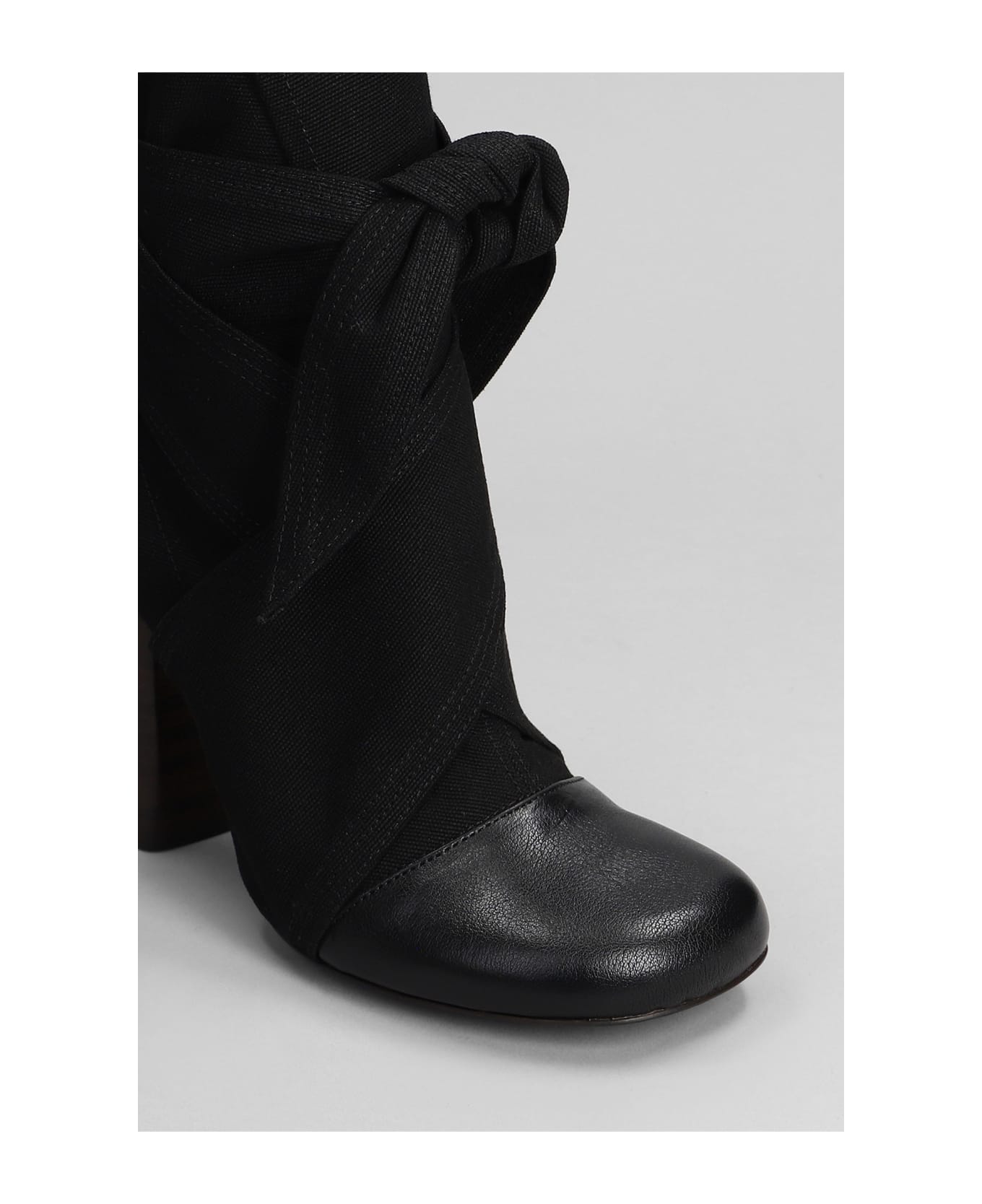 Lemaire High Heels Ankle Boots In Black Fabric - black