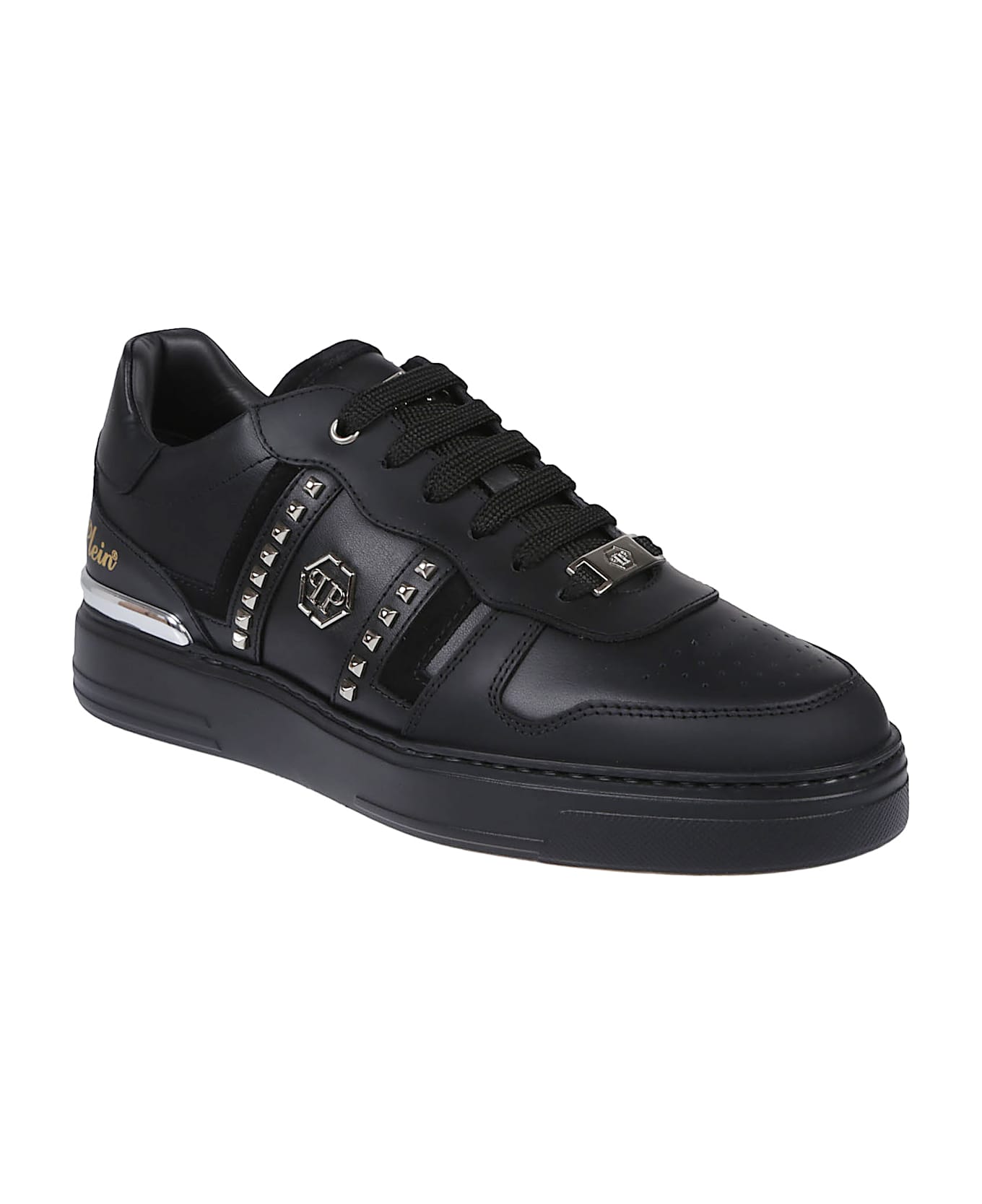 Philipp Plein Mix Cut Studs Low Top Sneakers - Black/black