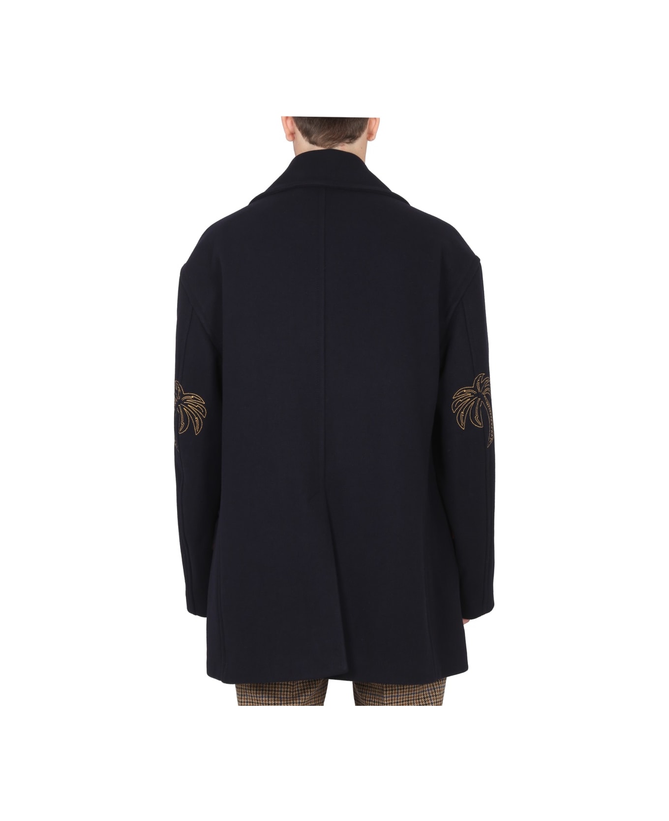 Palm Angels Double-breasted Coat - BLUE