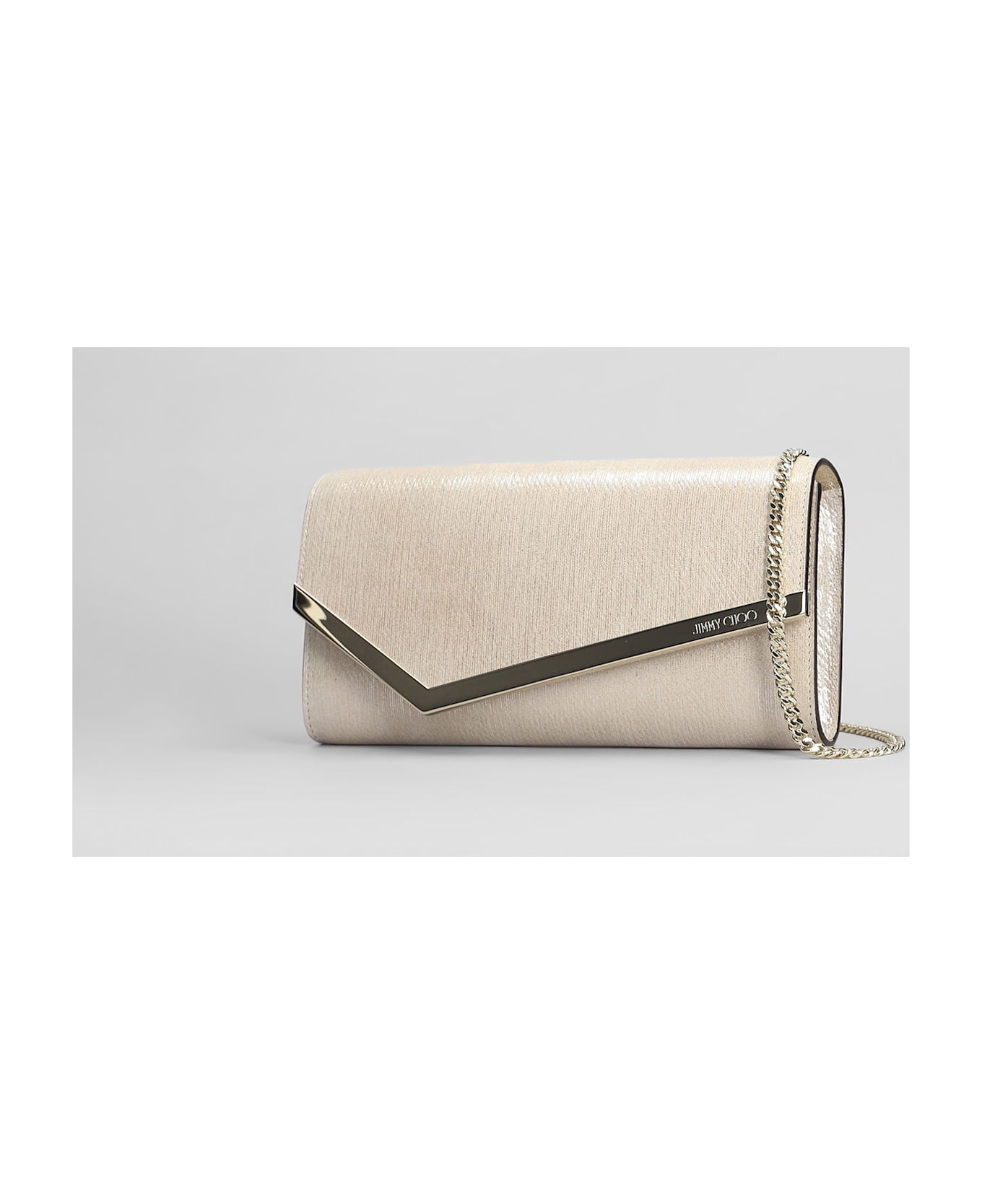 Jimmy Choo Emmie Clutch In Gold Polyester - gold