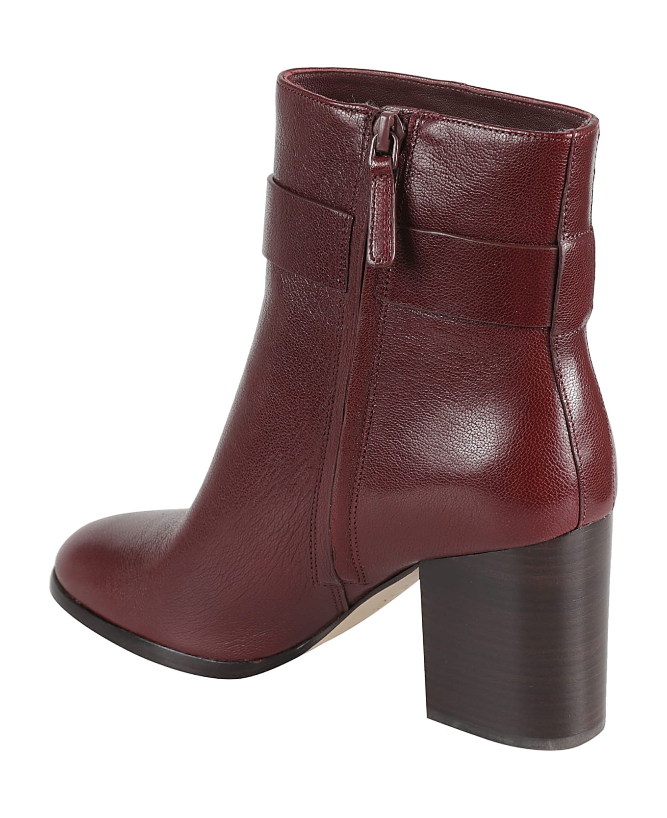 Tory Burch T-lock Heeled Ankle Boots - Dark Carmine