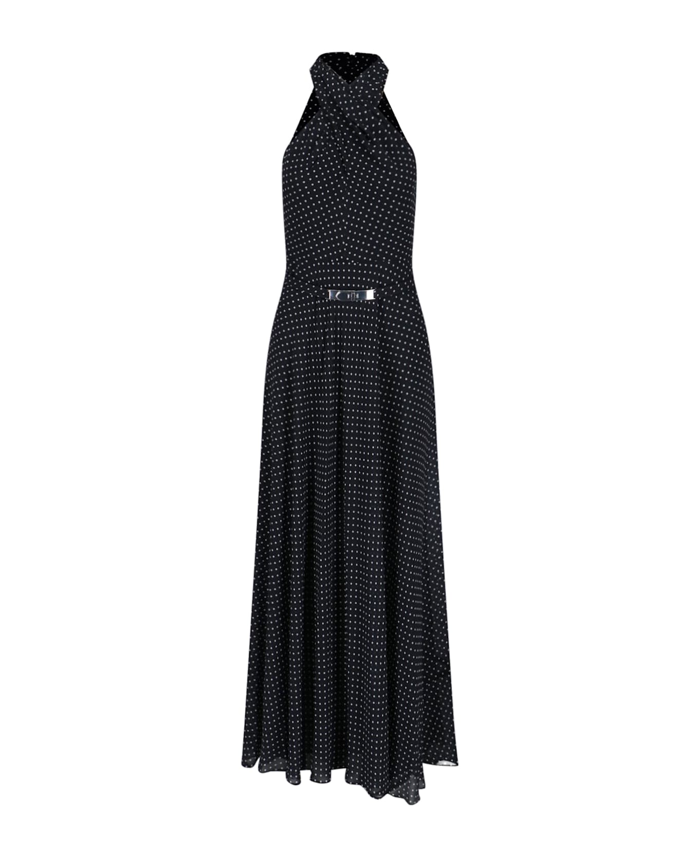 Polo Ralph Lauren Polka Dot Maxi Halter Dress - Black/cream