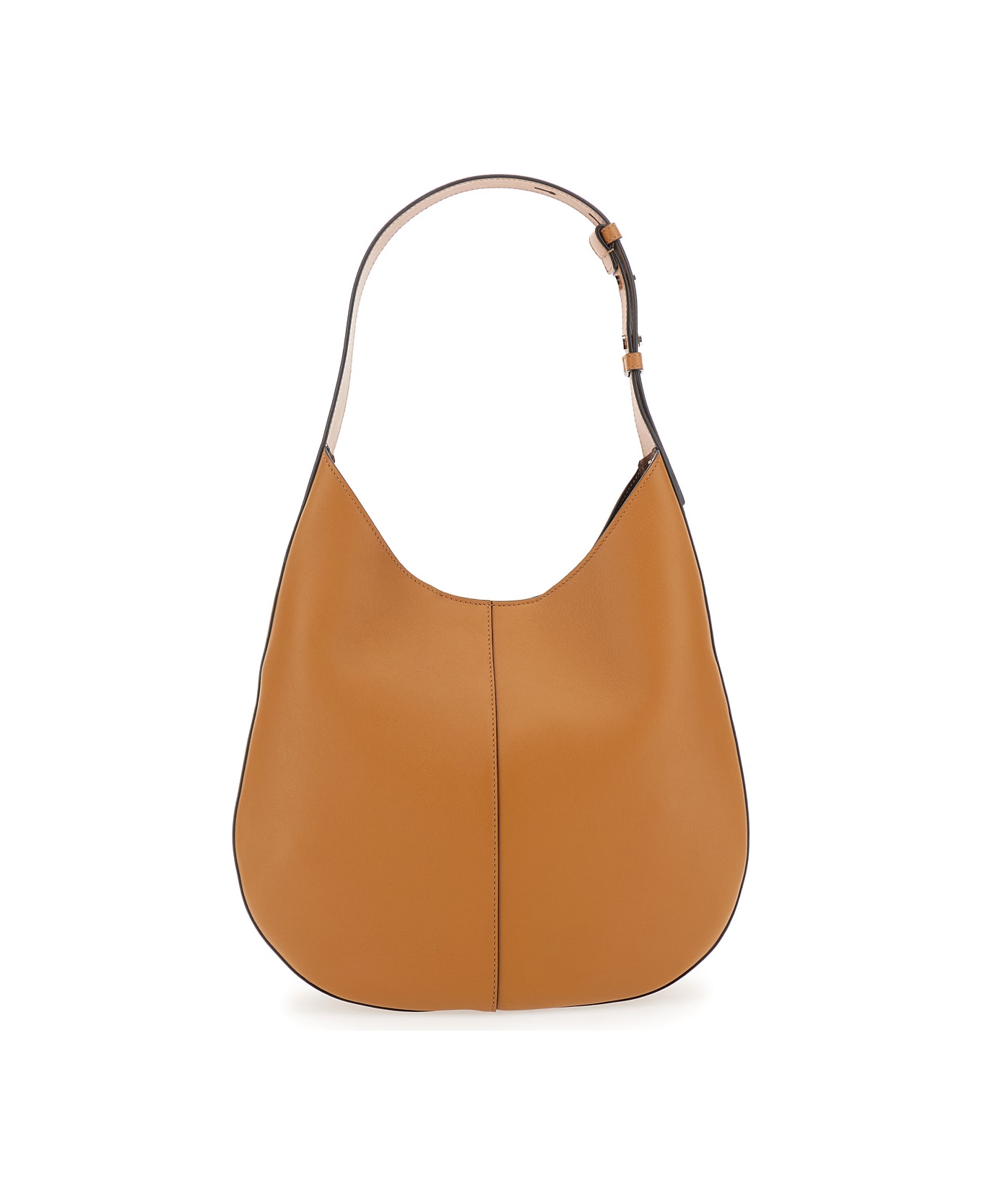Tod
s Brown Hobo Bag With Contrasting Edges In Leather Woman - Brown