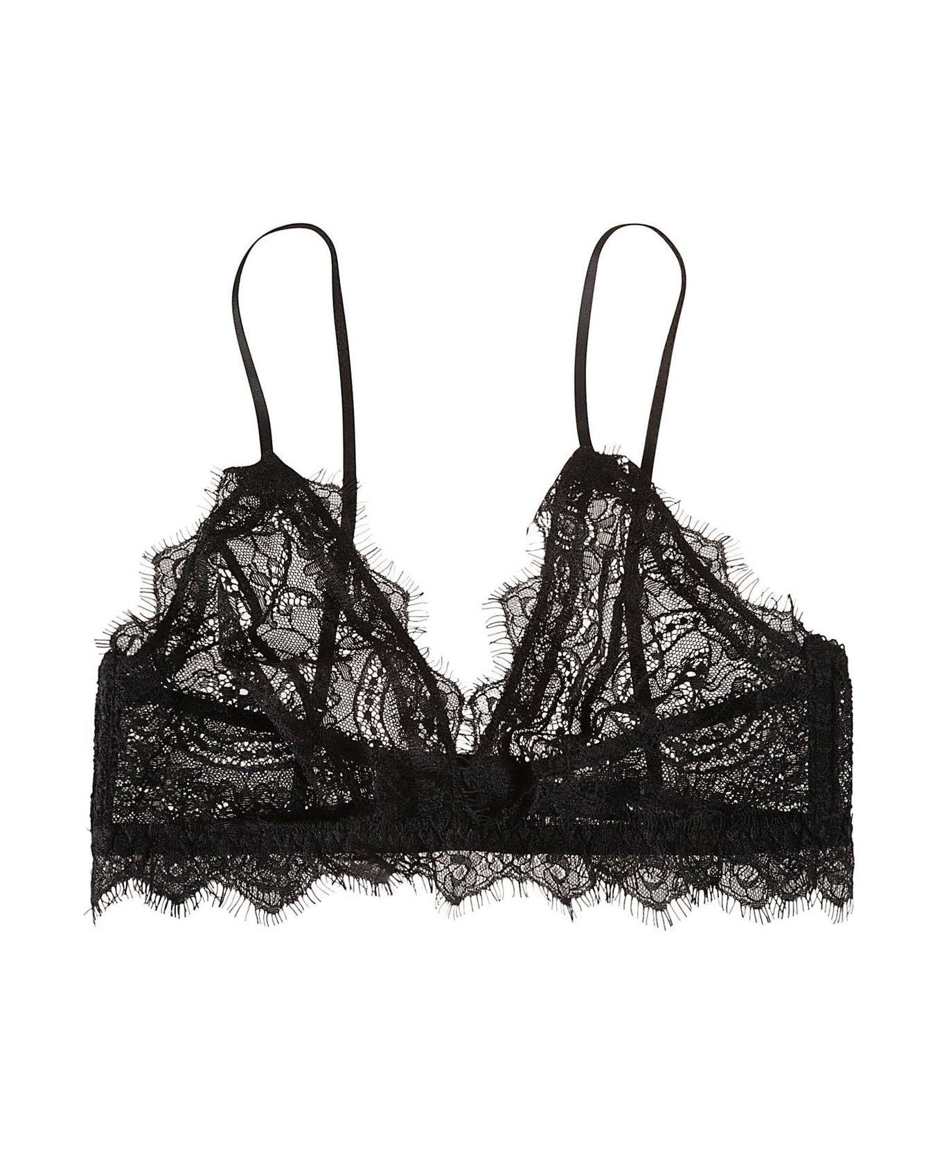 Anine Bing Triangle Cup Sheer Lace Bra - Nero