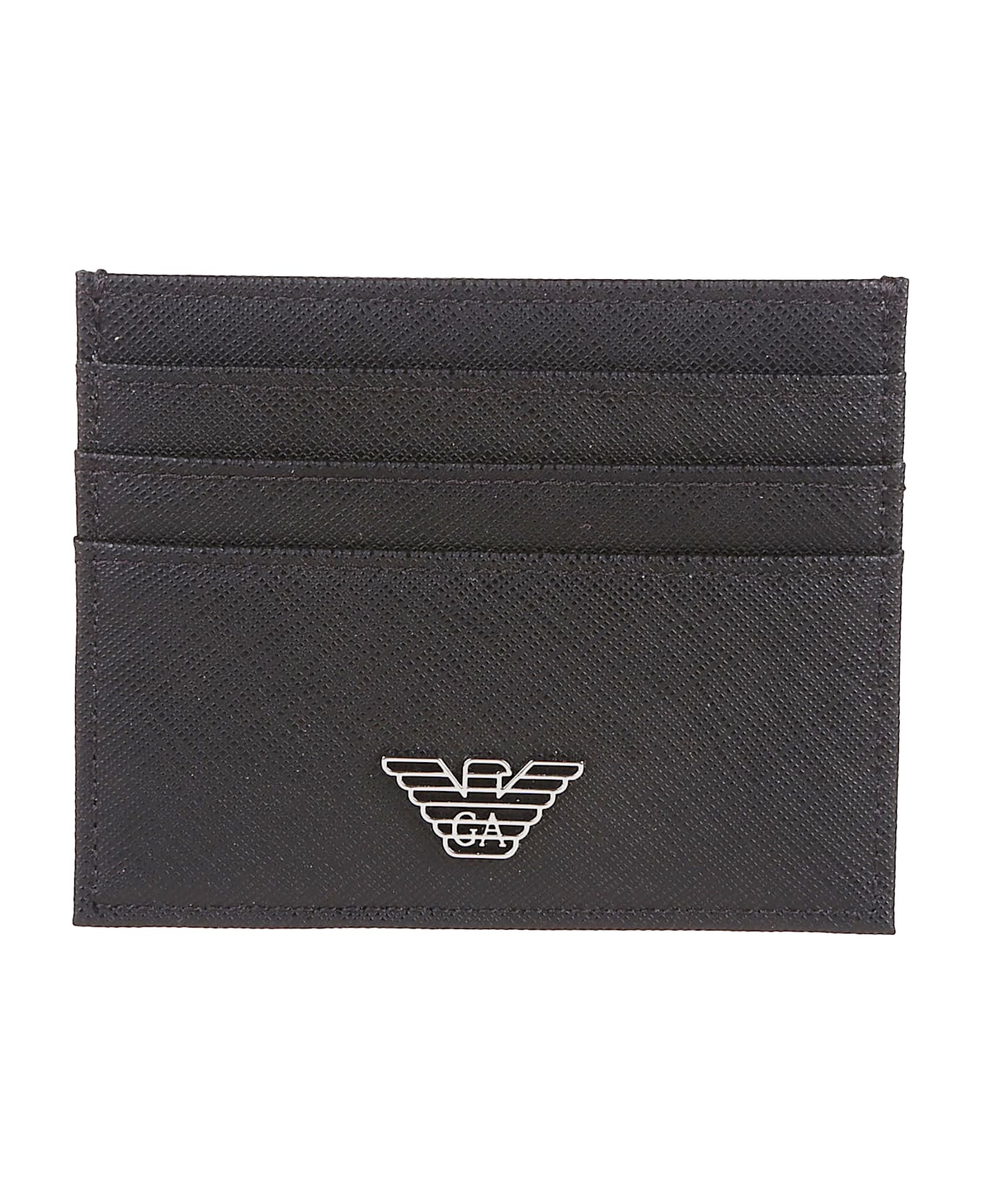 Emporio Armani Logo Plaque Credit Card Holder - Nero