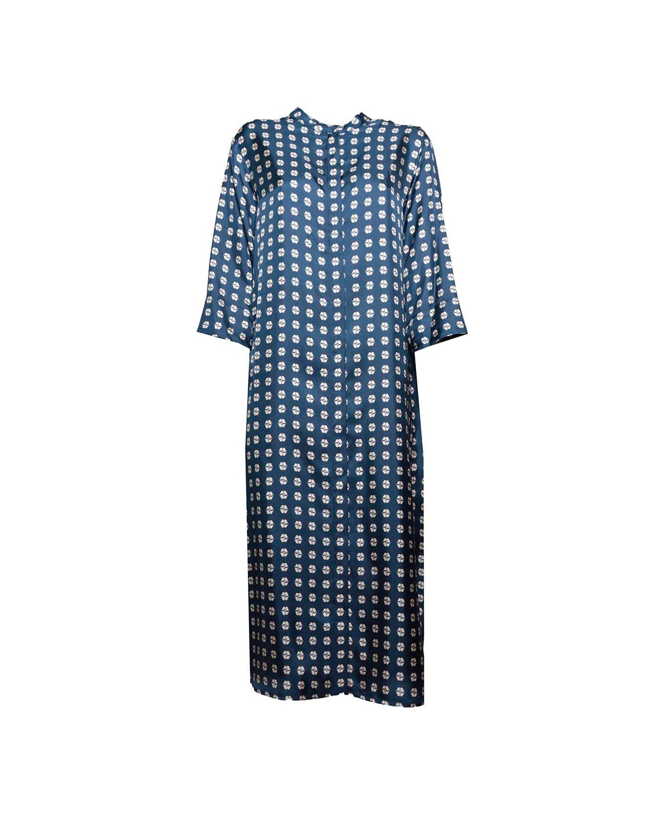 Max Mara All-over Printed Tied Waist Dress - Blu