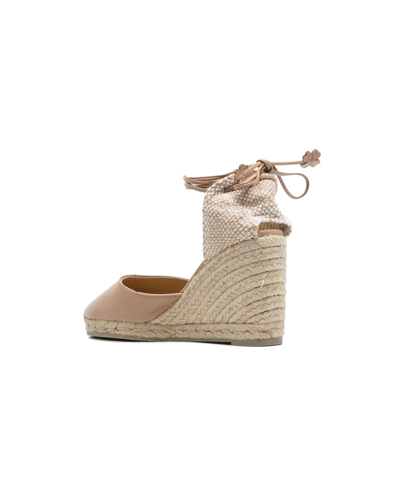 Castañer Carina Leather Espadrilles - Powder