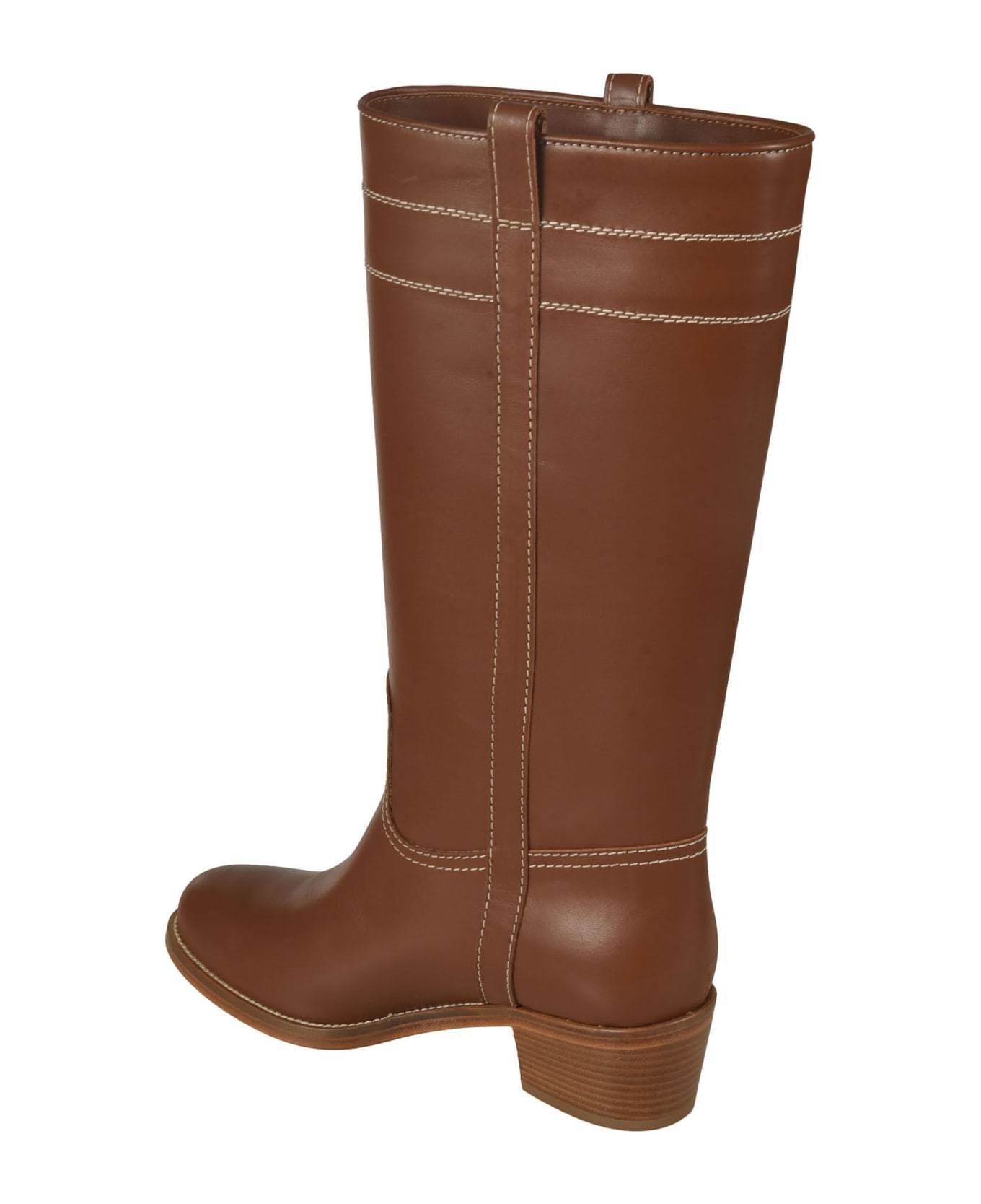 Fay Stitched Fitted Boots - BROWN