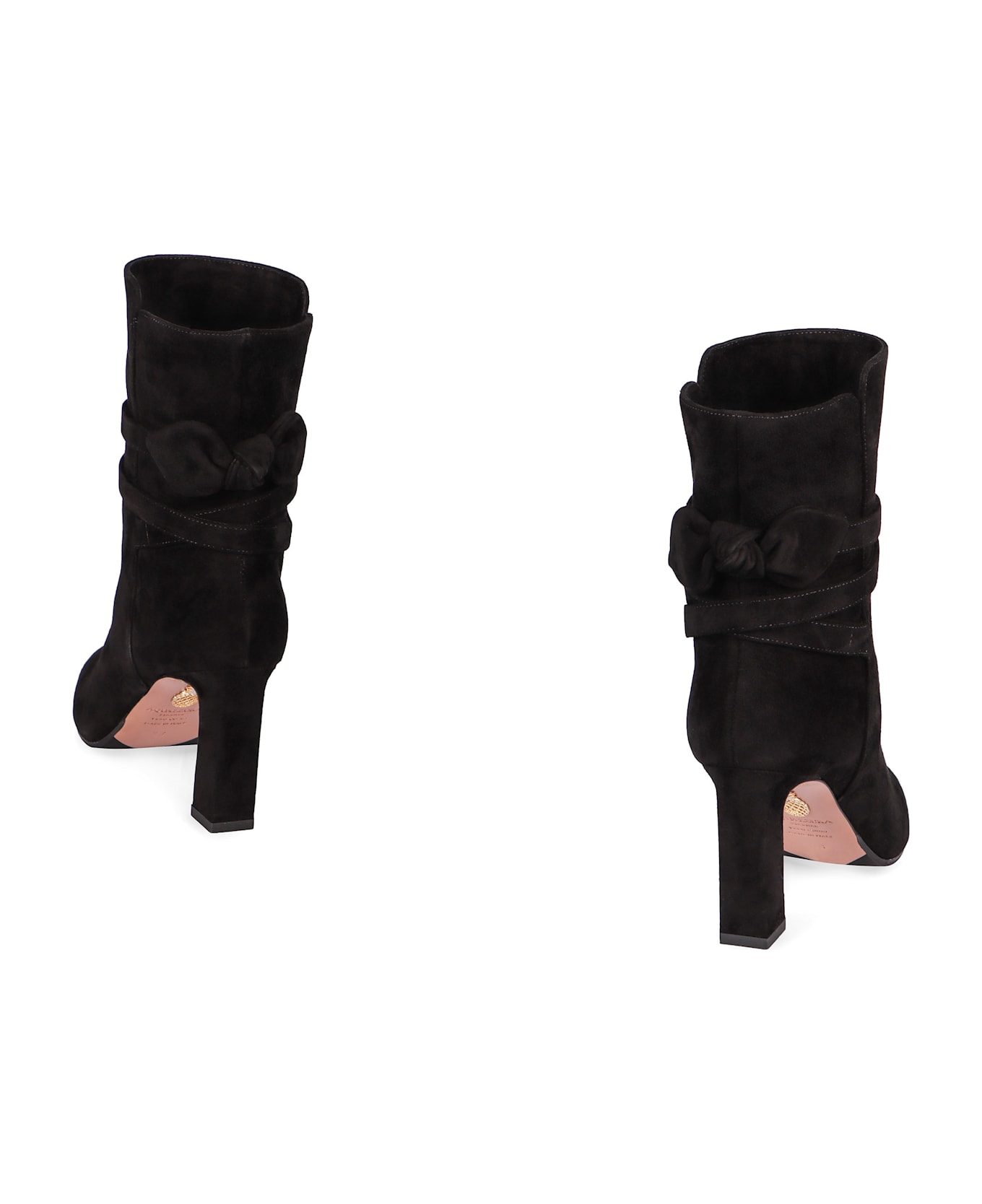 Aquazzura Very Bow Tie Suede Ankle Boots - black